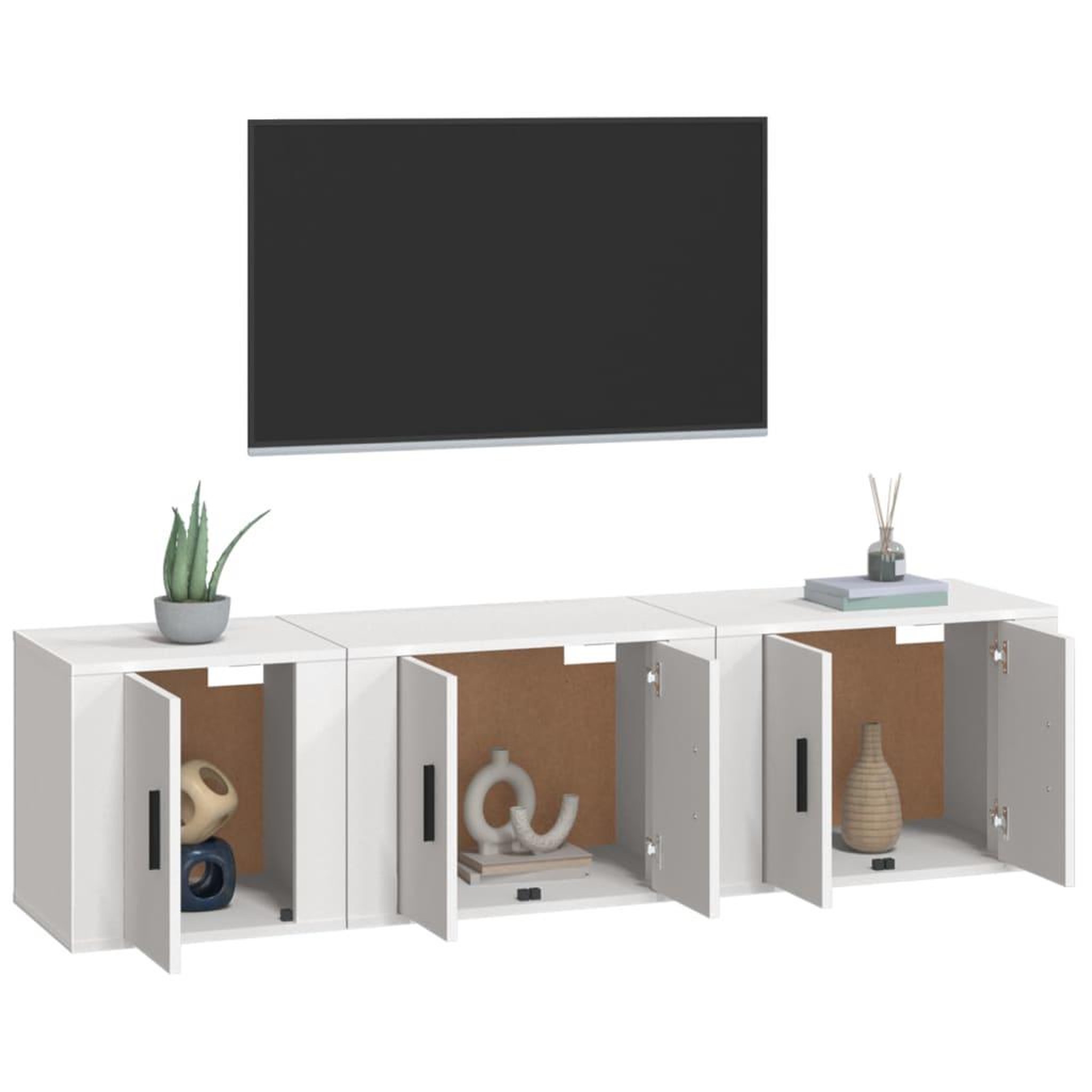 Voir la diapositive 3 : VIDAXL Ensemble de meubles TV 3 pcs Blanc Bois d'ingenierie
