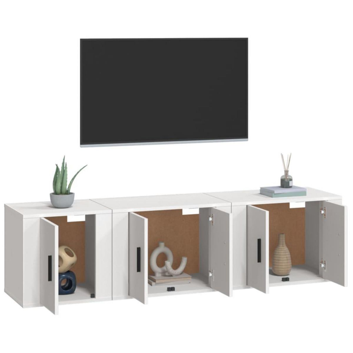 VIDAXL Ensemble de meubles TV 3 pcs Blanc Bois d'ingenierie