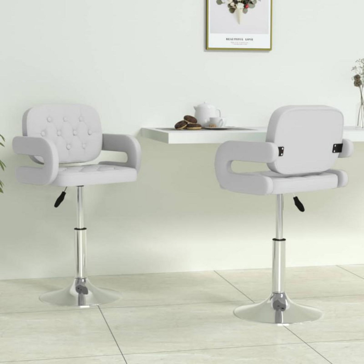 VIDAXL Chaises pivotantes à manger lot de 2 blanc similicuir
