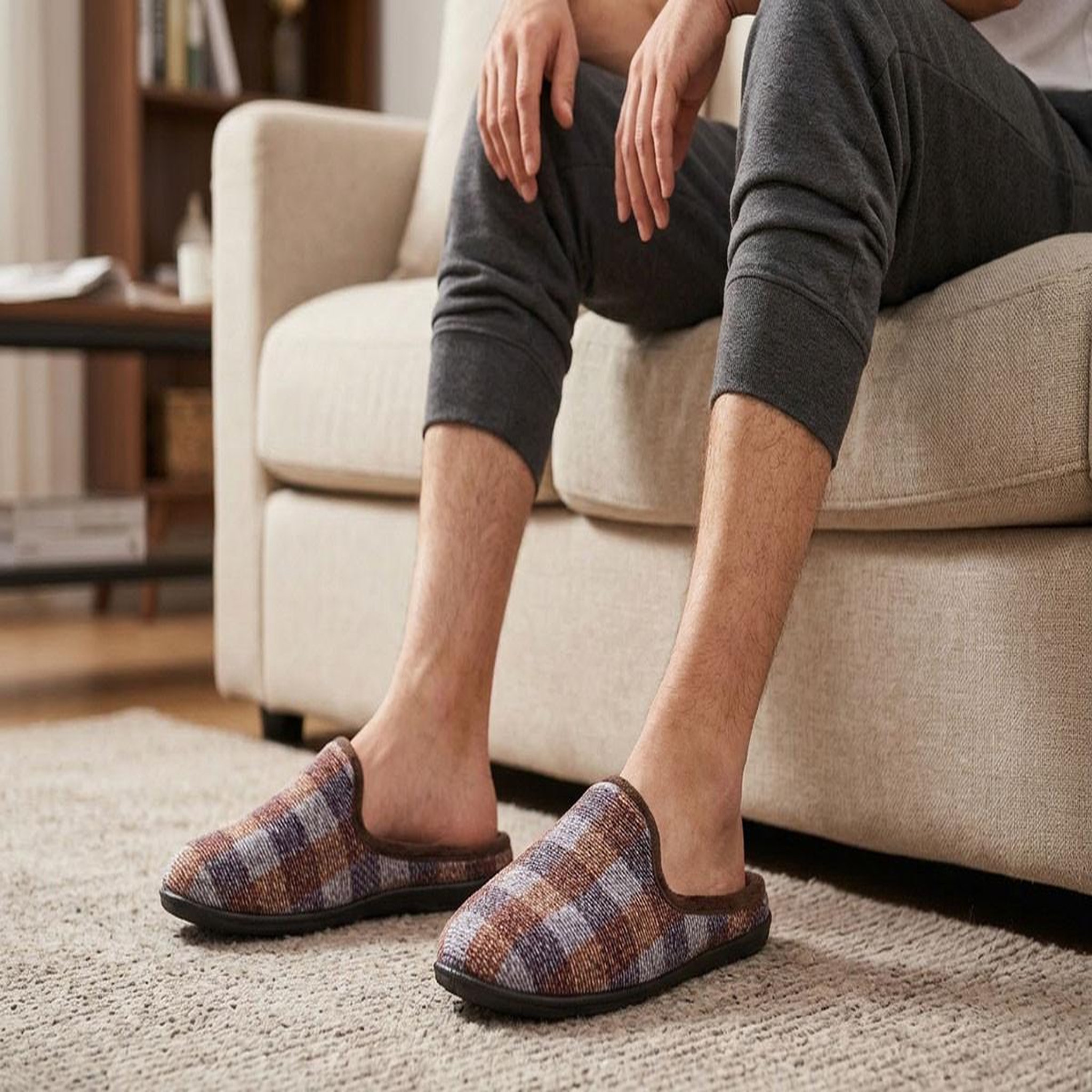 Voir la diapositive 2 : OZABI OZABI Pantoufles Homme Mule Chaudes Antiderapantes Confort
