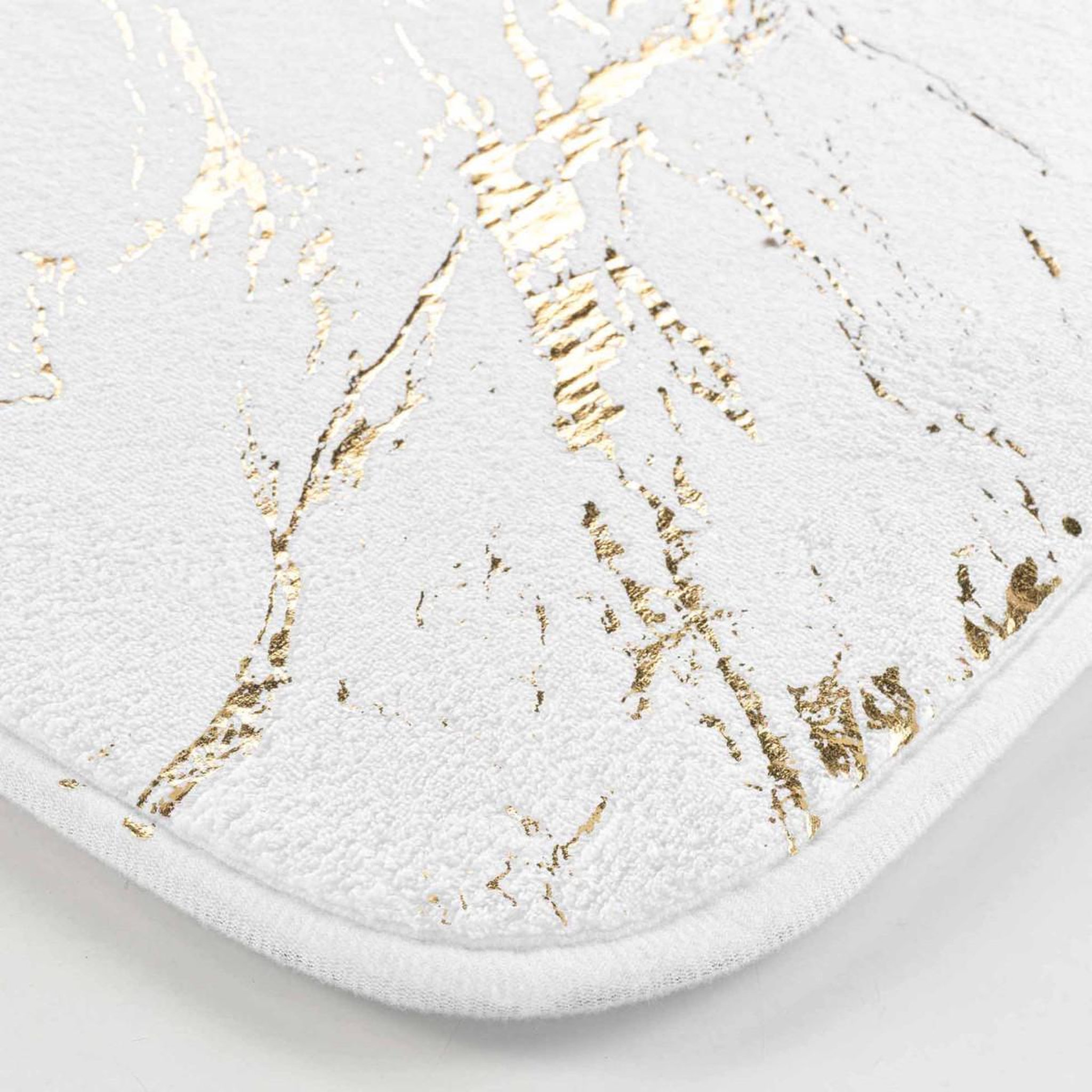 Voir la diapositive 2 : Douceur d'Intérieur Tapis contour wc imprimé  aquamarbre  45cm blanc & or
