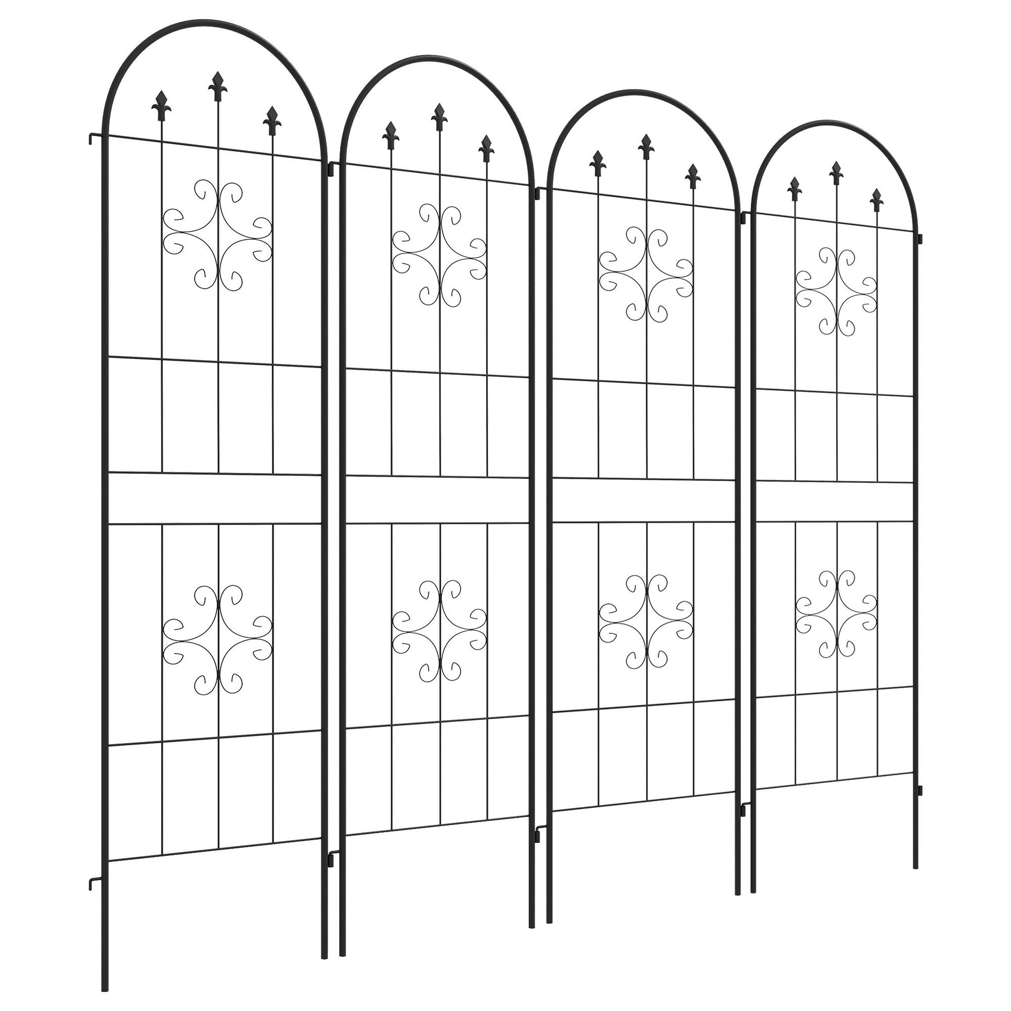 OUTSUNNY Lot de 4 treillis de jardin support pour plantes grimpantes L.50 x H.180 cm acier noir