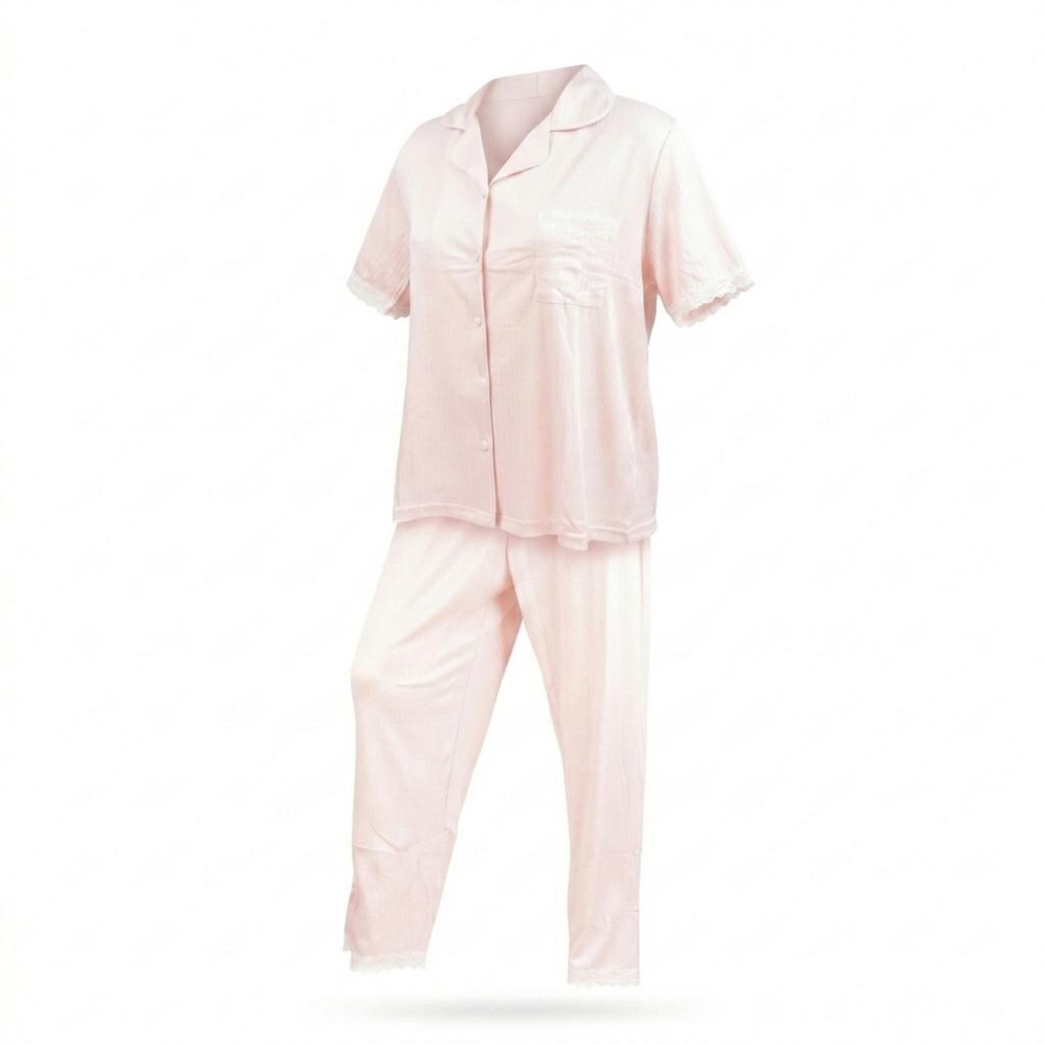 OZABI OZABI Pyjama Femme Long Boutonné Dentelle Tissu Ultra Léger. Coloris disponibles : Bleu, Noir, Rose