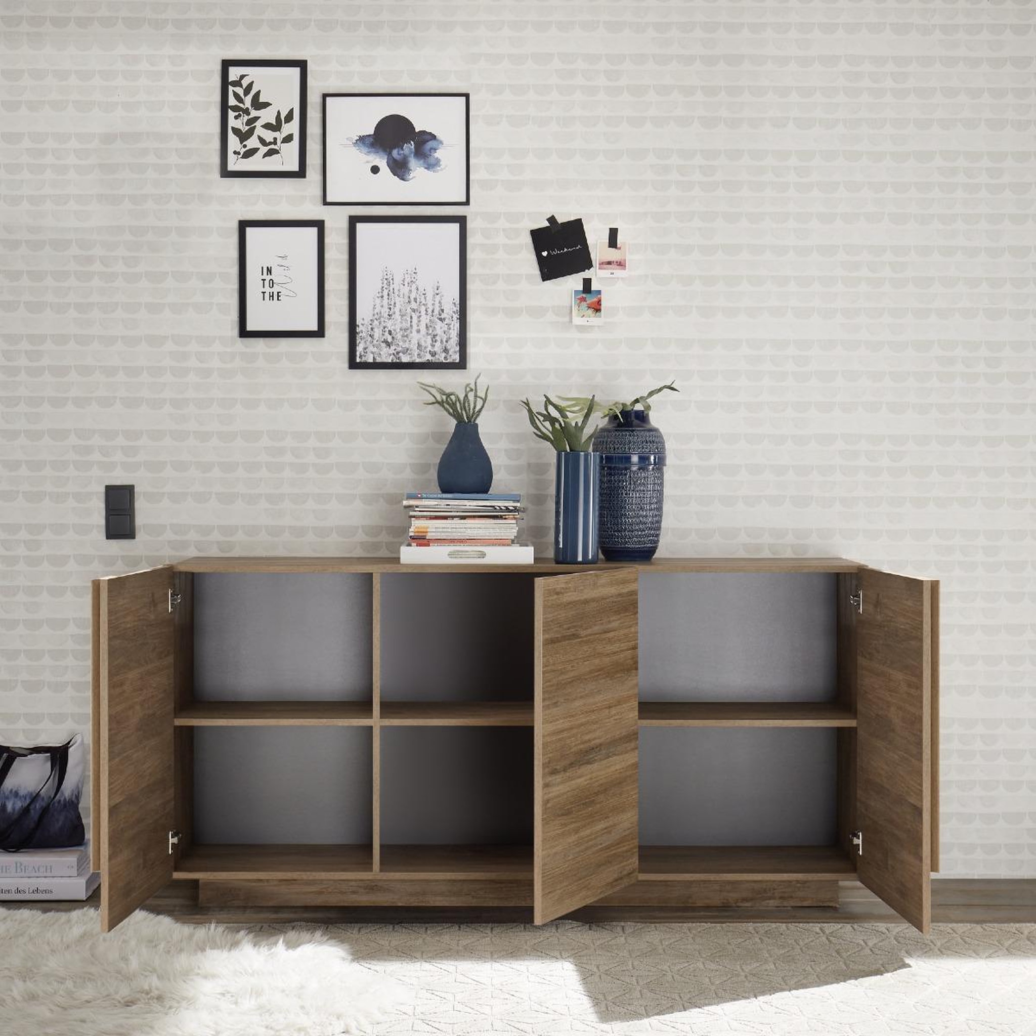 JLC KREATION Buffet contemporain bois 3 portes 180cm terra