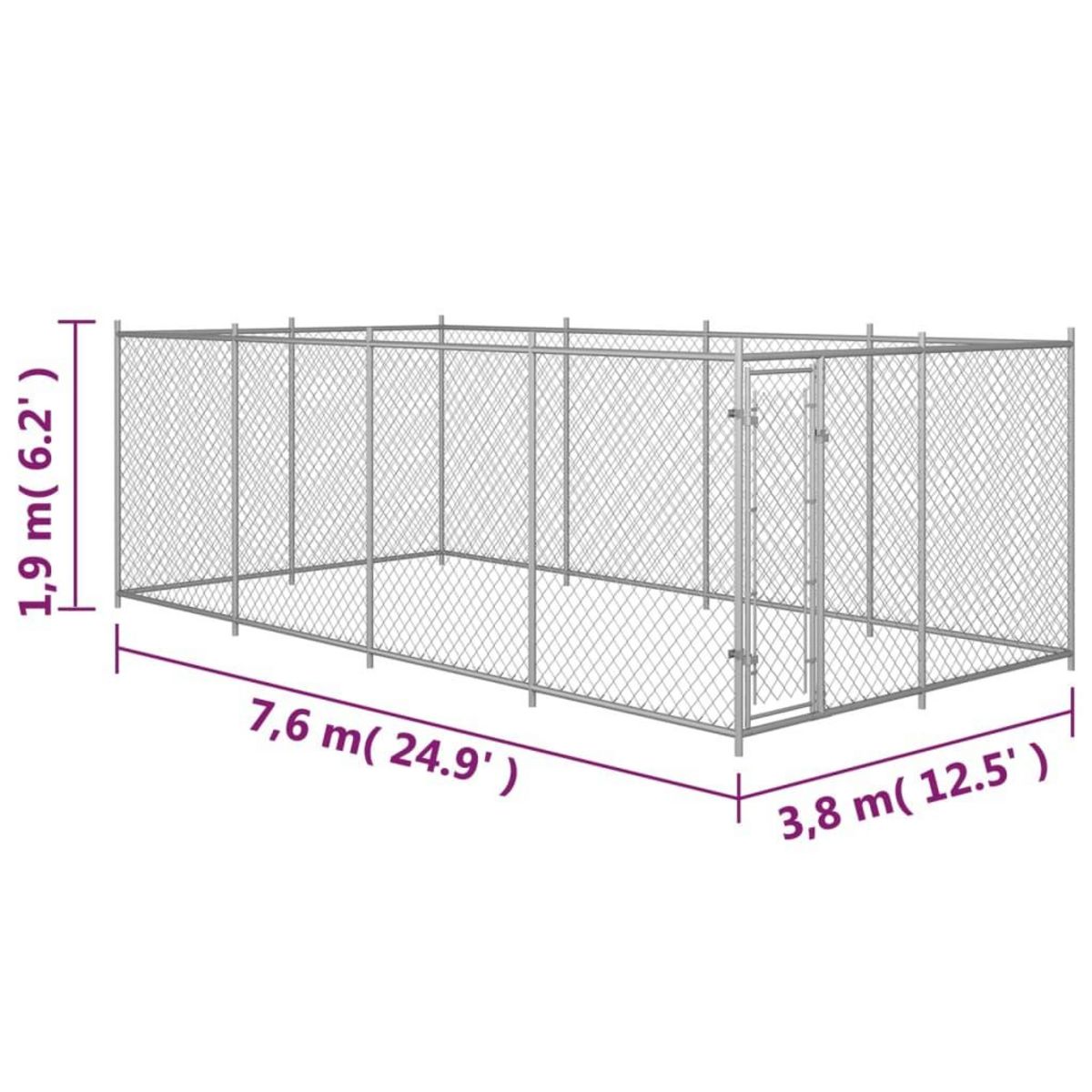 VIDAXL Chenil exterieur pour chiens 7,6 x 3,8 x 1,9 m