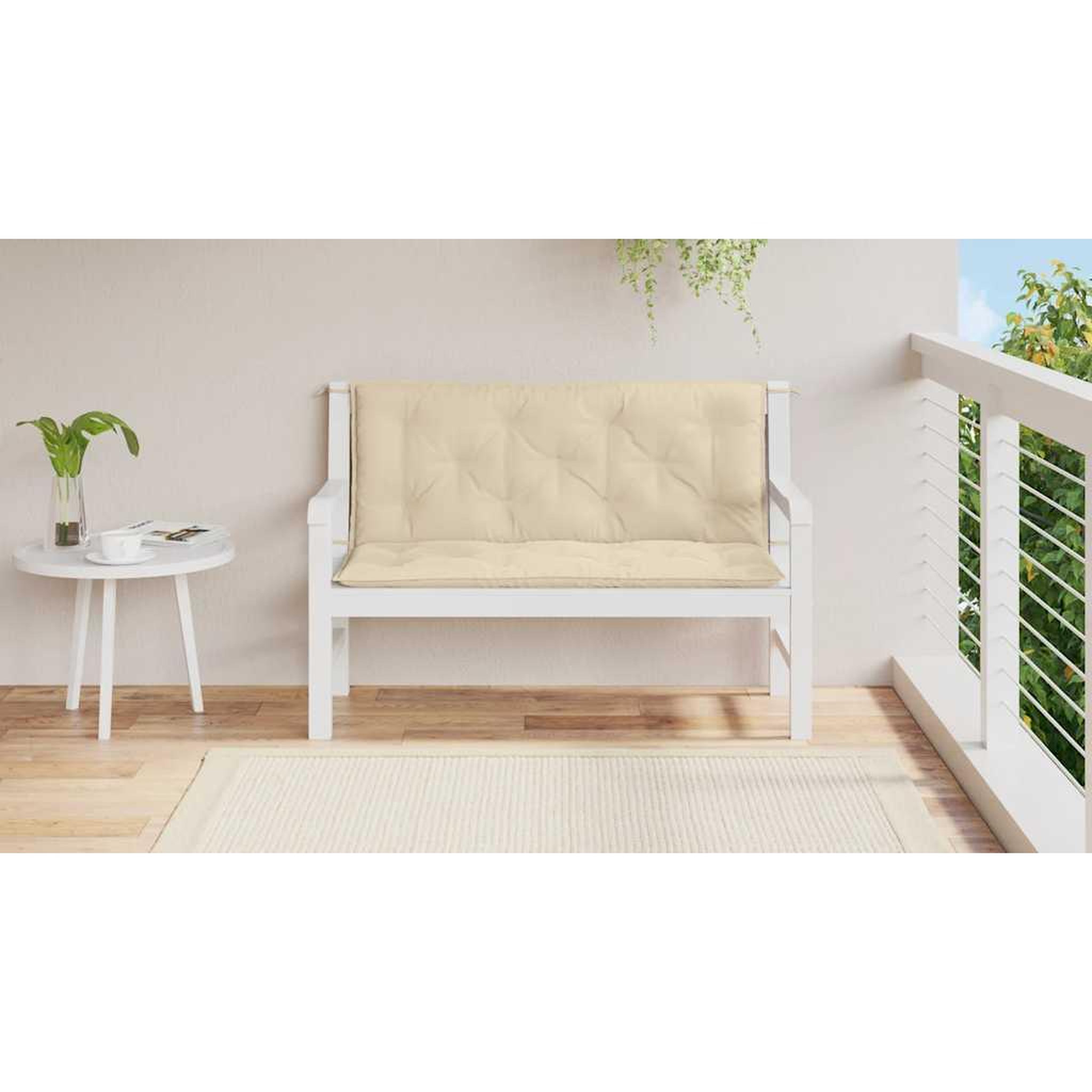 Voir la diapositive 3 : VIDAXL Coussin de banc de jardin beige 120x(50+50)x7 cm tissu oxford