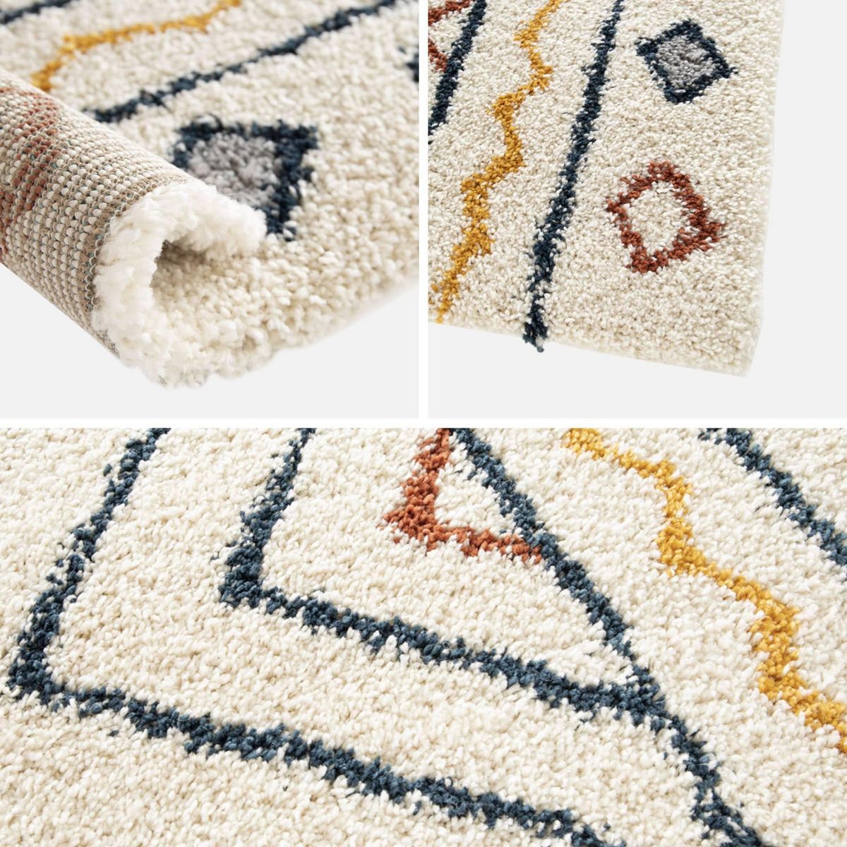 SWEEEK Tapis intérieur motif berbère crème. bleu et orange Ralph 160x230cm