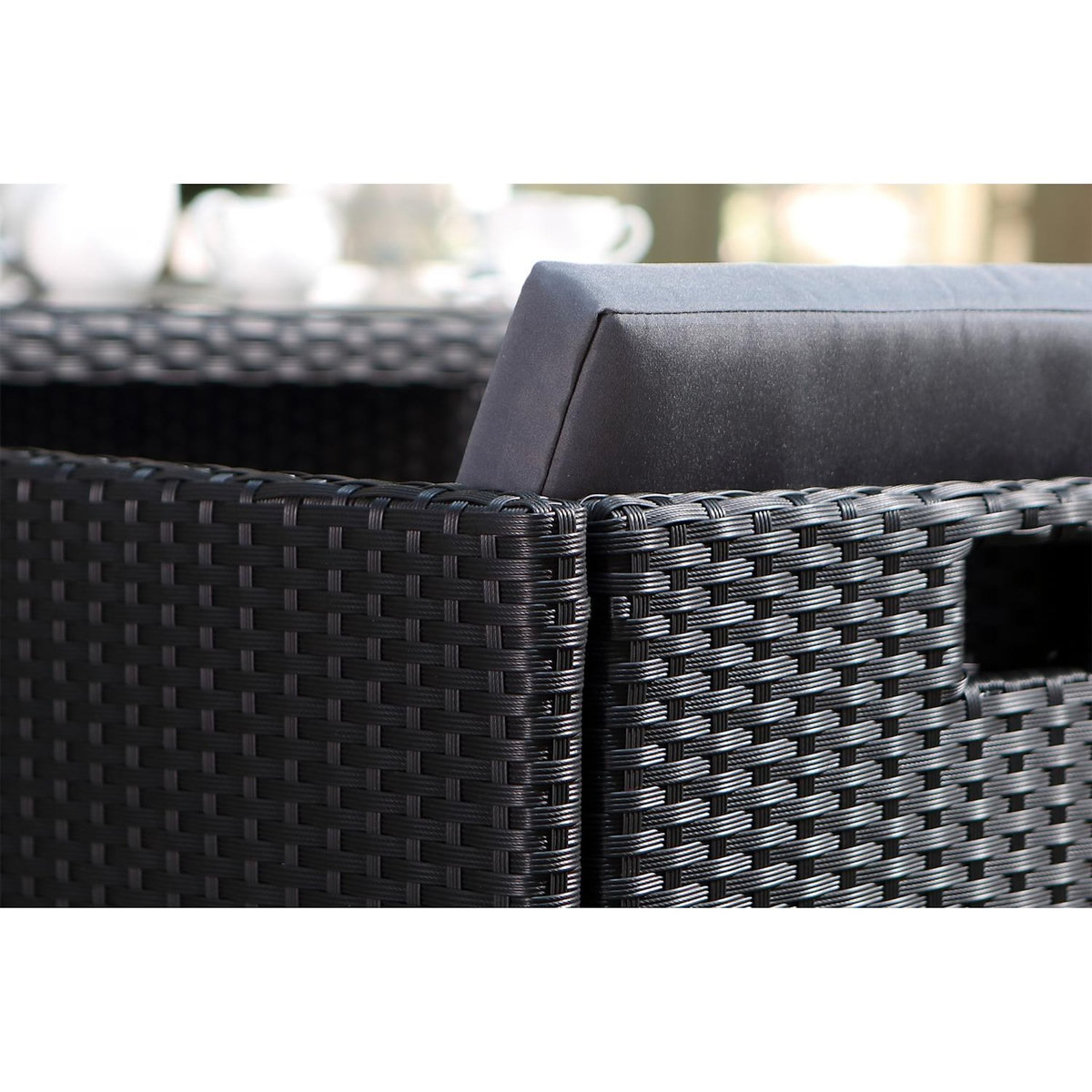 CONCEPT USINE MIAMI - Salon de jardin 6 places noir-gris + housse de protection MIAMI