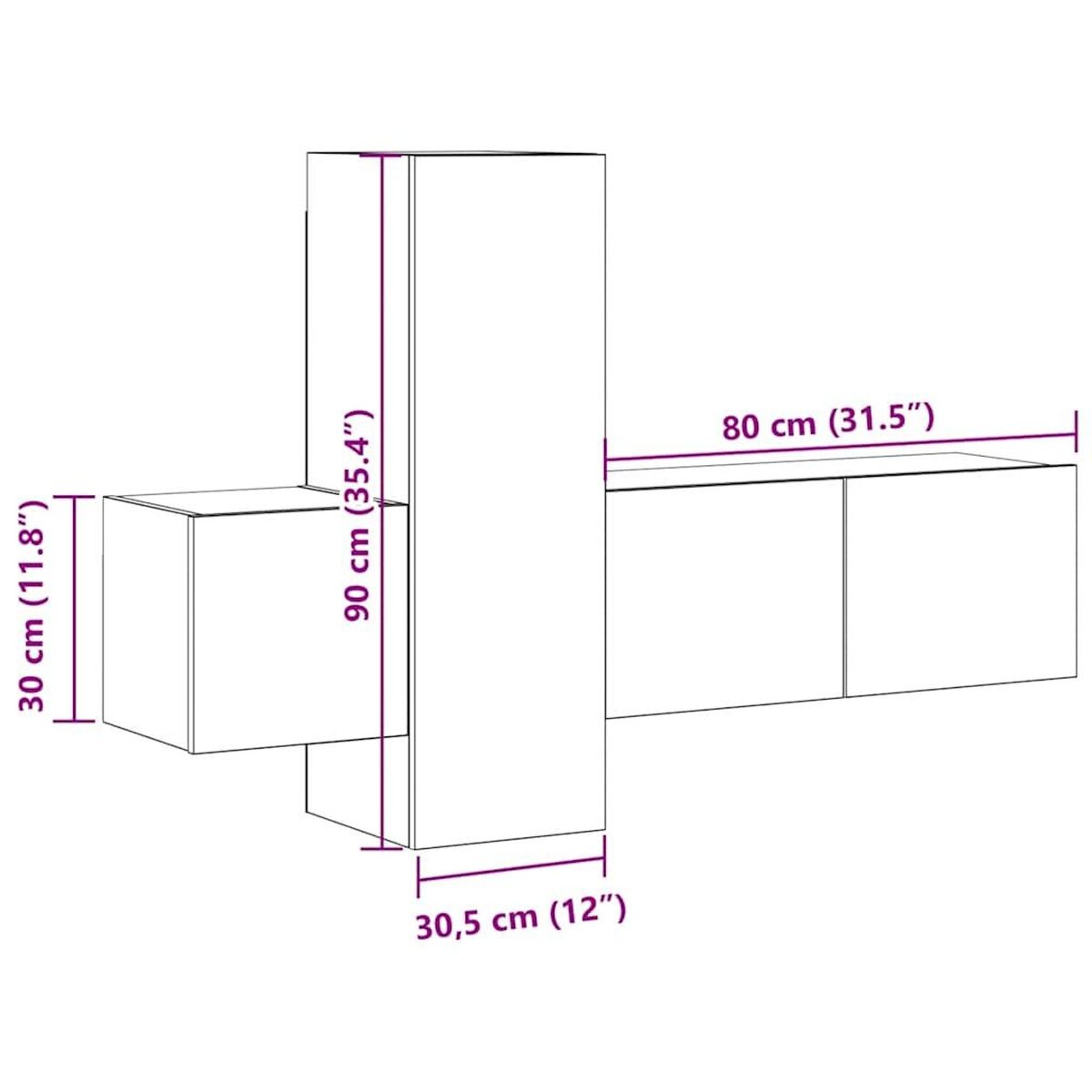 VIDAXL Ensemble de meubles TV 3 pcs Noir Bois d'ingenierie
