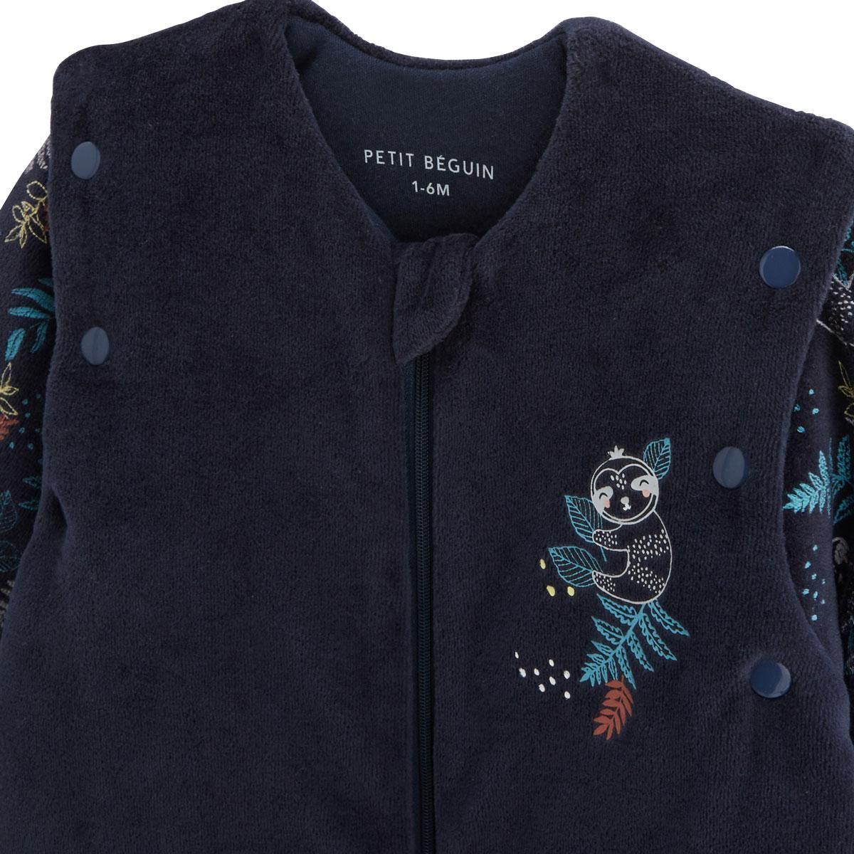 Petit Béguin Gigoteuse d'hiver en velours avec manches amovibles Jungle Friends