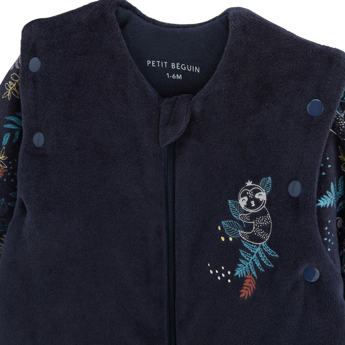 Petit Béguin Gigoteuse d'hiver en velours avec manches amovibles Jungle Friends