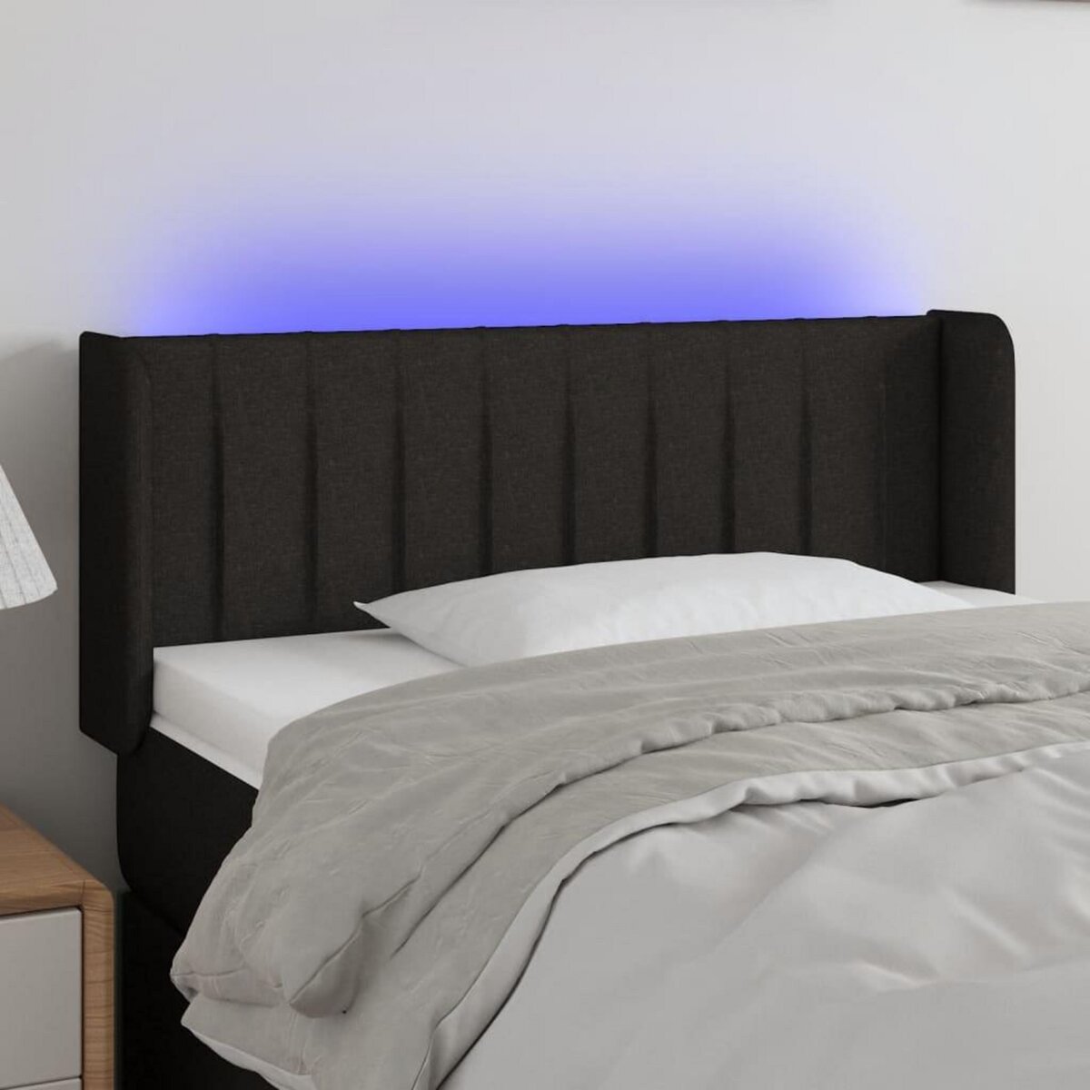VIDAXL Tete de lit a LED Noir 93x16x78/88 cm Tissu