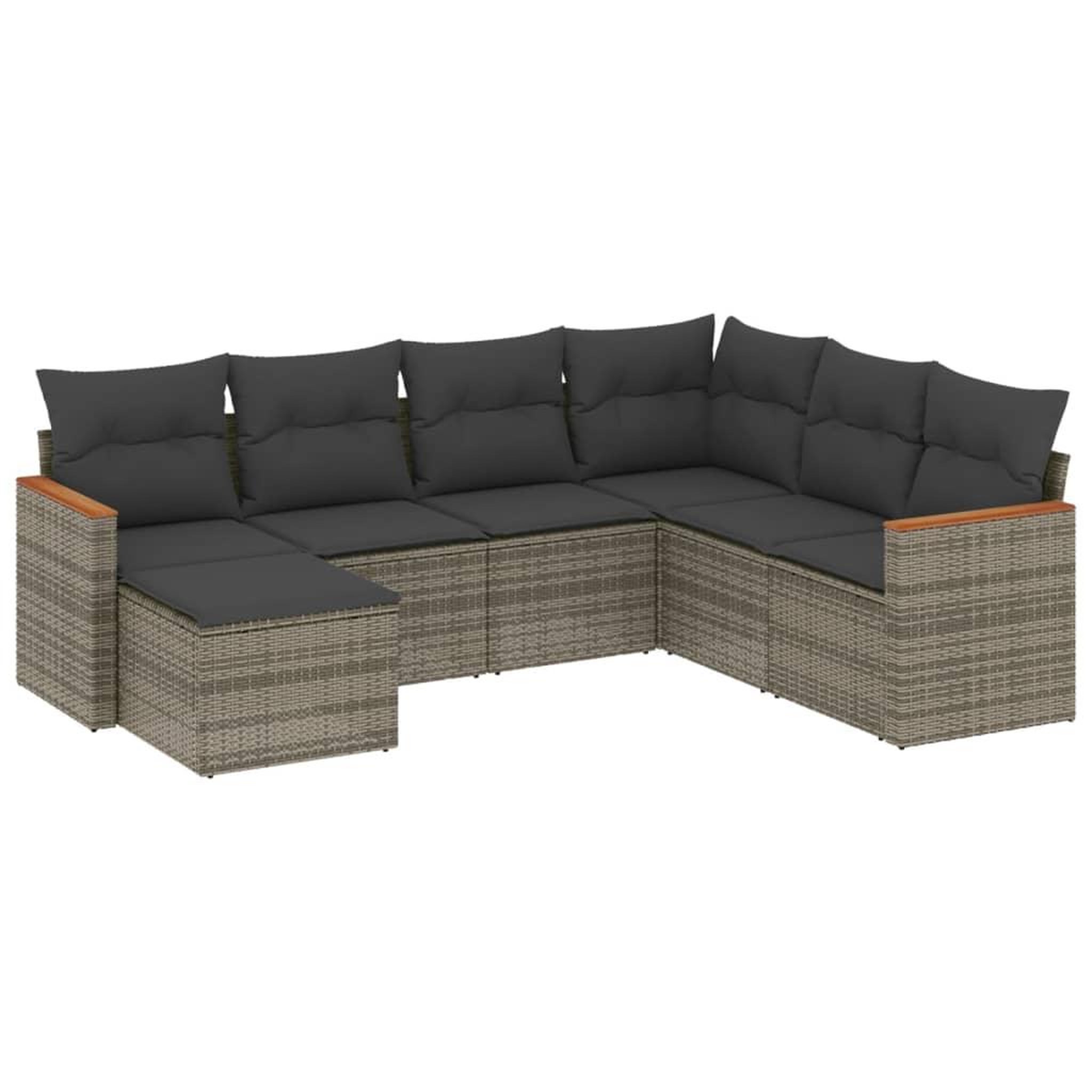 Voir la diapositive 2 : VIDAXL Salon de jardin avec coussins 7 pcs gris resine tressee