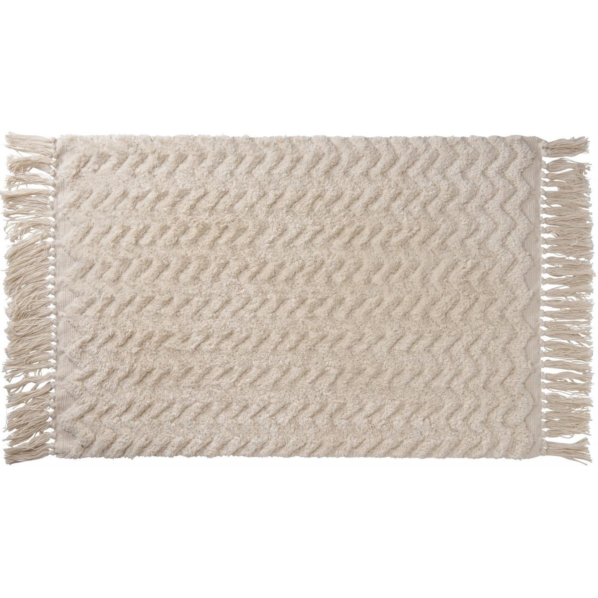 GUY LEVASSEUR Tapis de bain déco à franges en coton 50x80cm