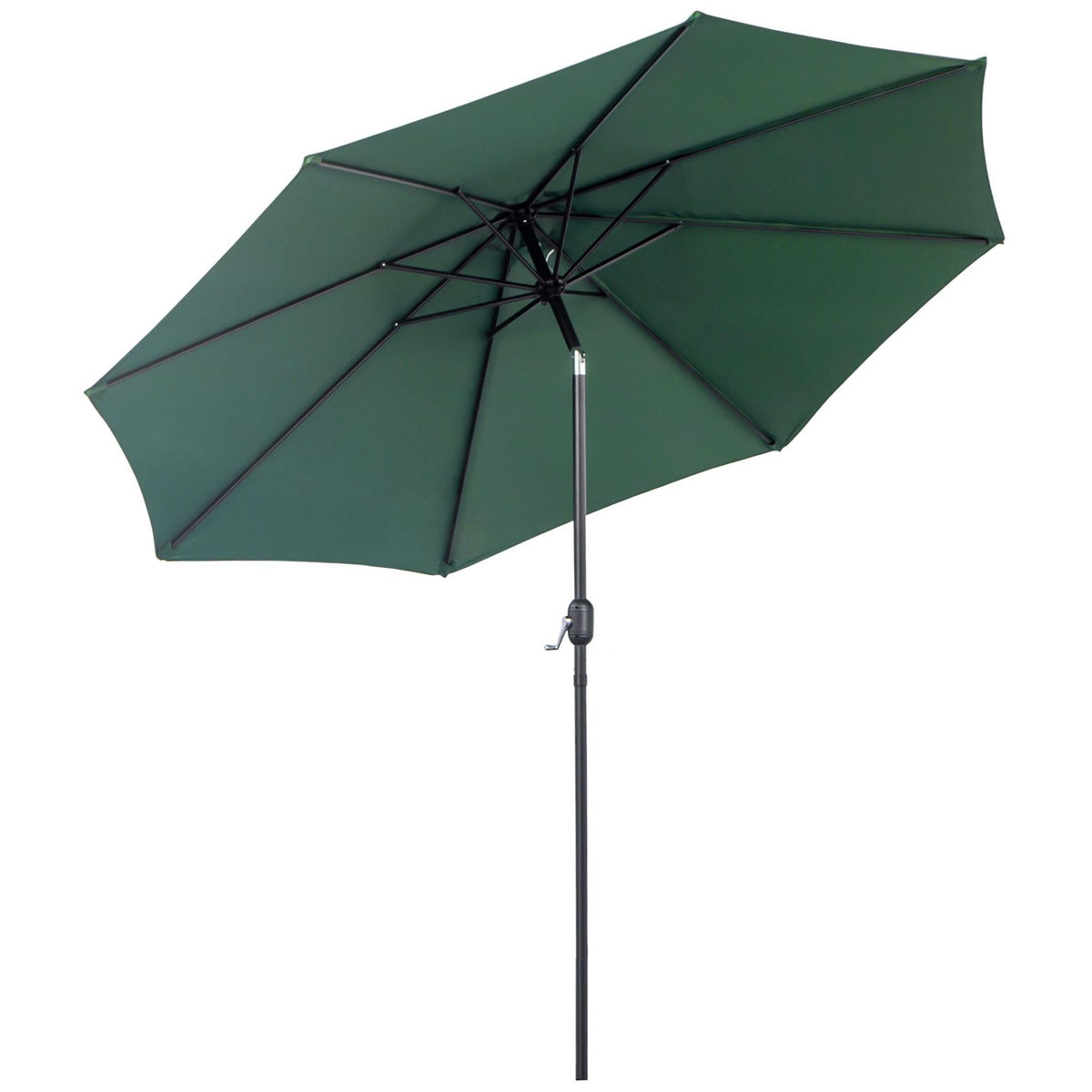 OUTSUNNY Parasol en métal rond polyester 180g/m² manivelle inclinable Ø 3 x 2,45 m vert