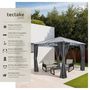 Voir la diapositive 2 : tectake Pavillon de jardin avec cadre en aluminium laqué époxy gris 3 x 3 m