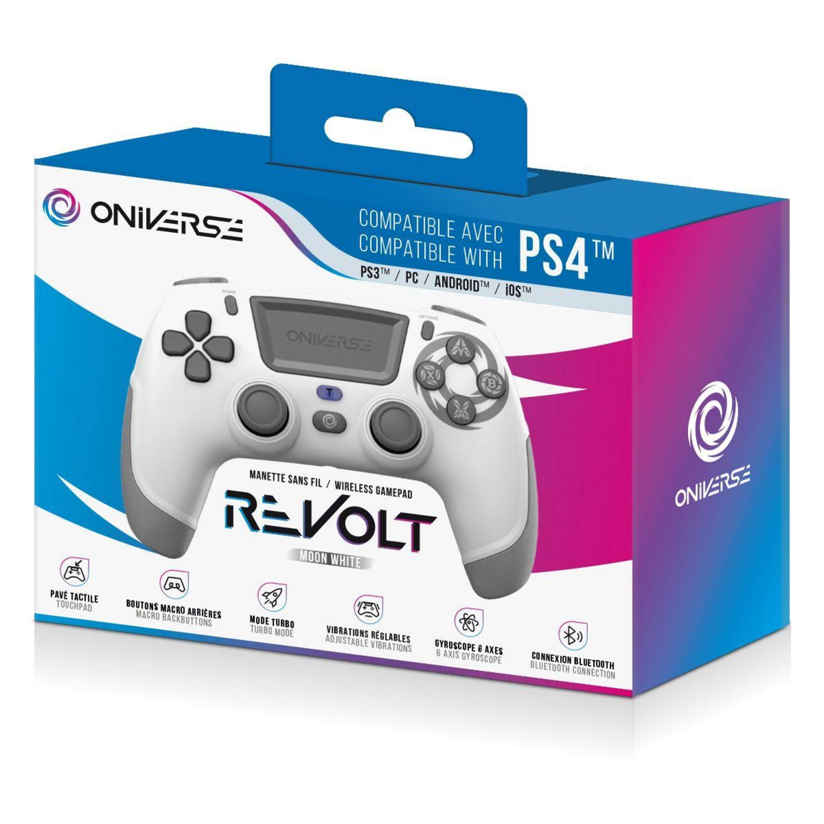 ONIVERSE Manette Sans fil Revolt Bluetooth Moon Blanche