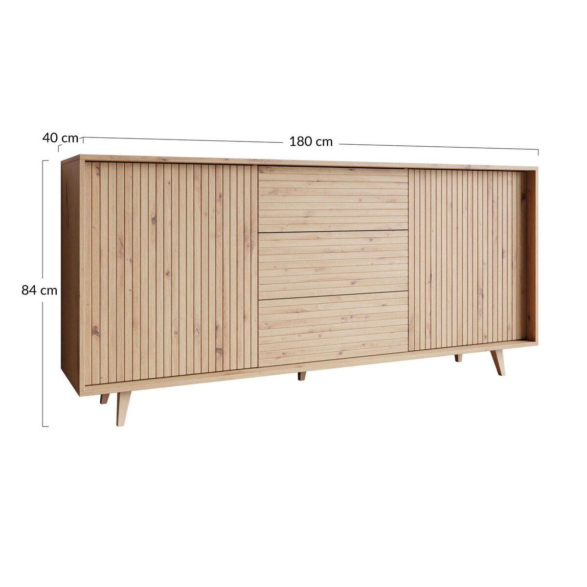 BEST MOBILIER Diego - buffet - effet bois - 3 tiroirs et 2 portes - 180 cm
