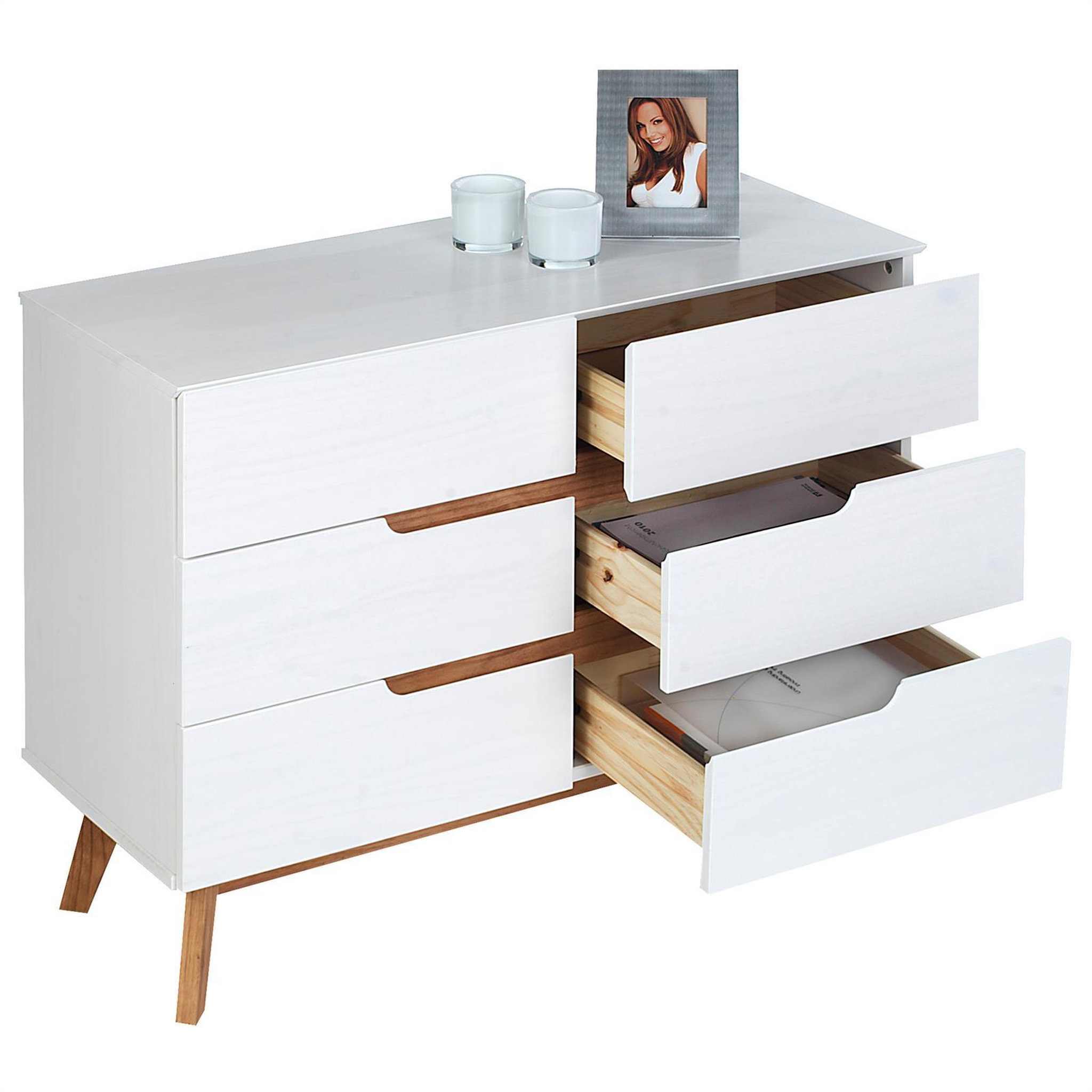 Voir la diapositive 3 : IDIMEX Commode TIBOR, 6 tiroirs