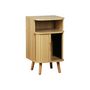 Voir la diapositive 4 : SWEEEK Table de chevet 2 portes coulissantes + 1 niche effet bois rainuré. L 40 x P 40 x H 70cm