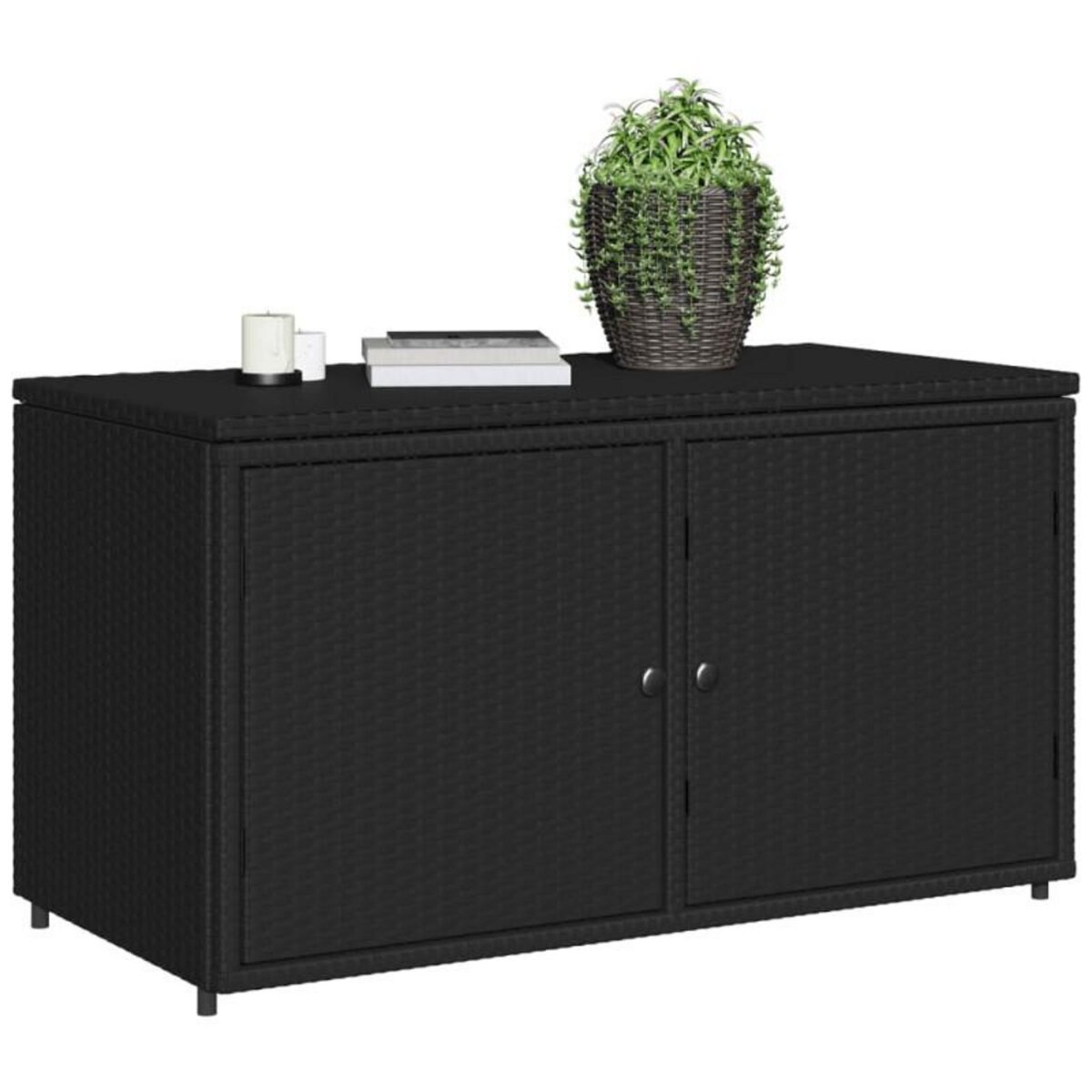 VIDAXL Armoire de rangement jardin noir 110x55x60,5 cm résine tressée