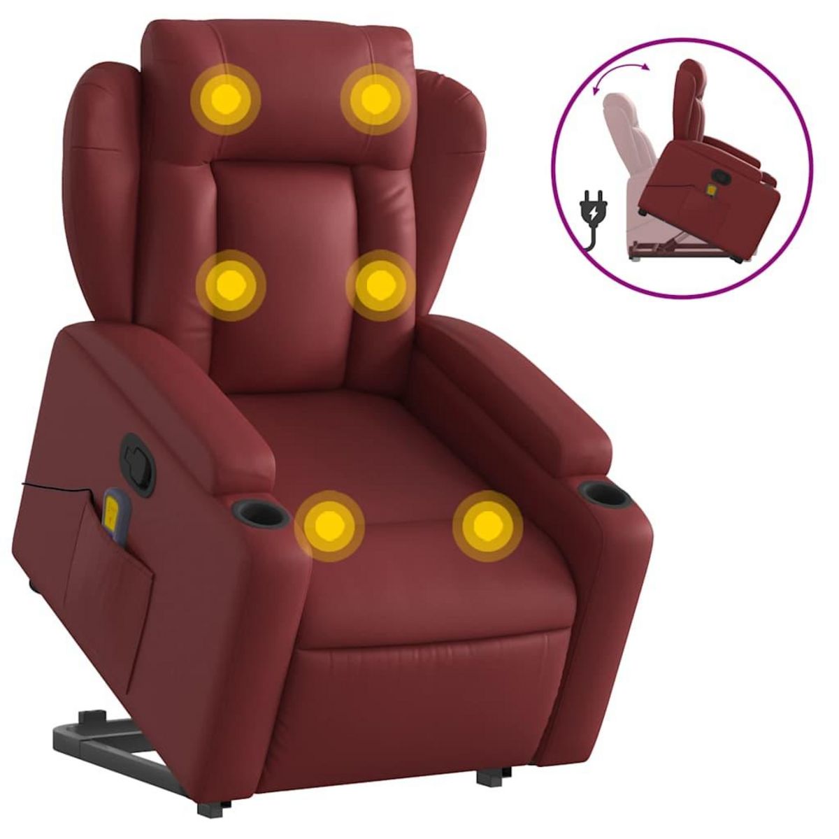 VIDAXL Fauteuil inclinable de massage Rouge bordeaux Similicuir
