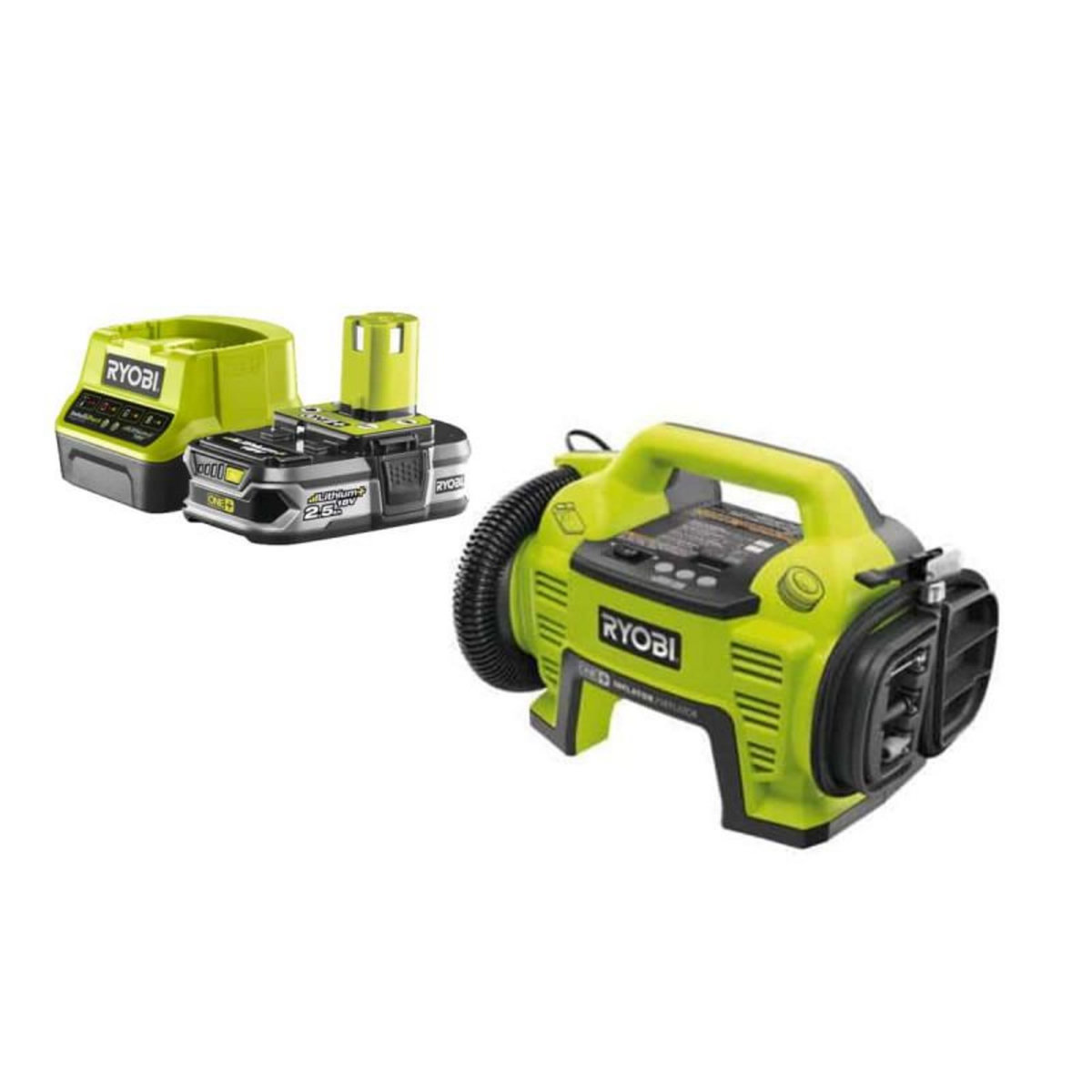 Ryobi Pack RYOBI Compresseur18V 10.3bars One+ R18I-0 - 1 Batterie 2.5Ah - 1 Chargeur rapide RC18120-125