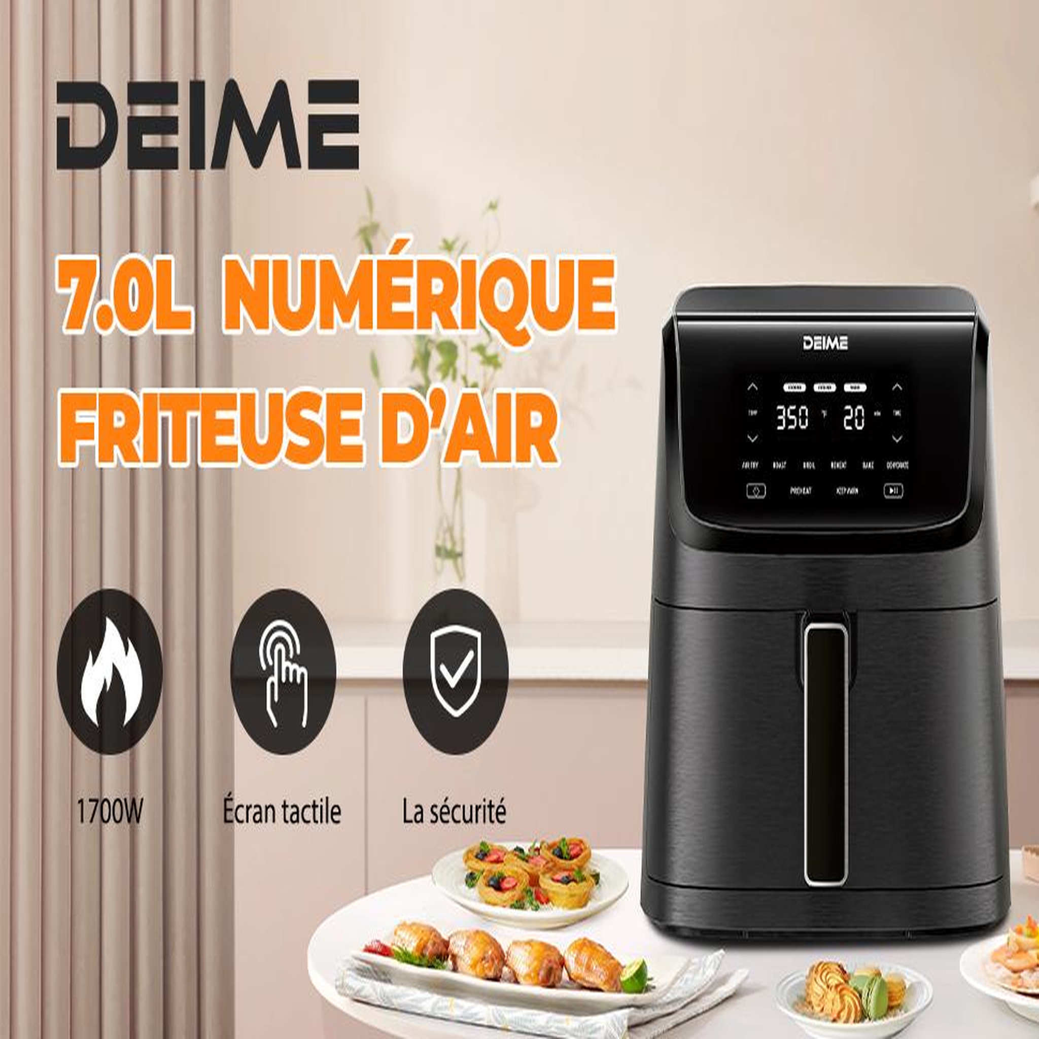 Voir la diapositive 5 : DEIME DEIME -  7 l 1800 w 10 programmes écran tactile – noir