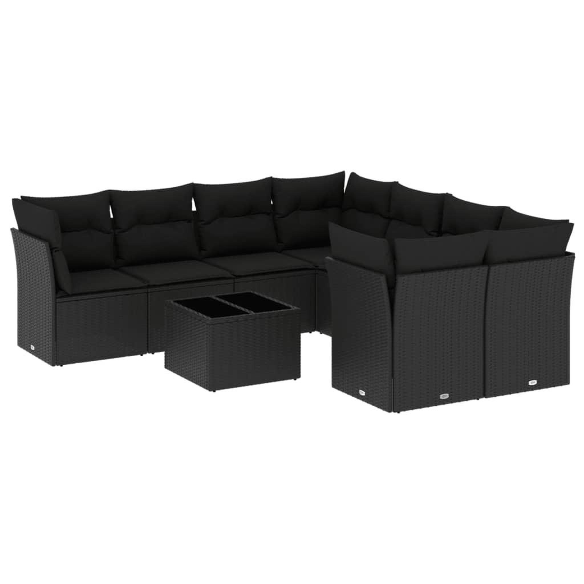 Voir la diapositive 2 : VIDAXL Salon de jardin 9 pcs avec coussins noir resine tressee