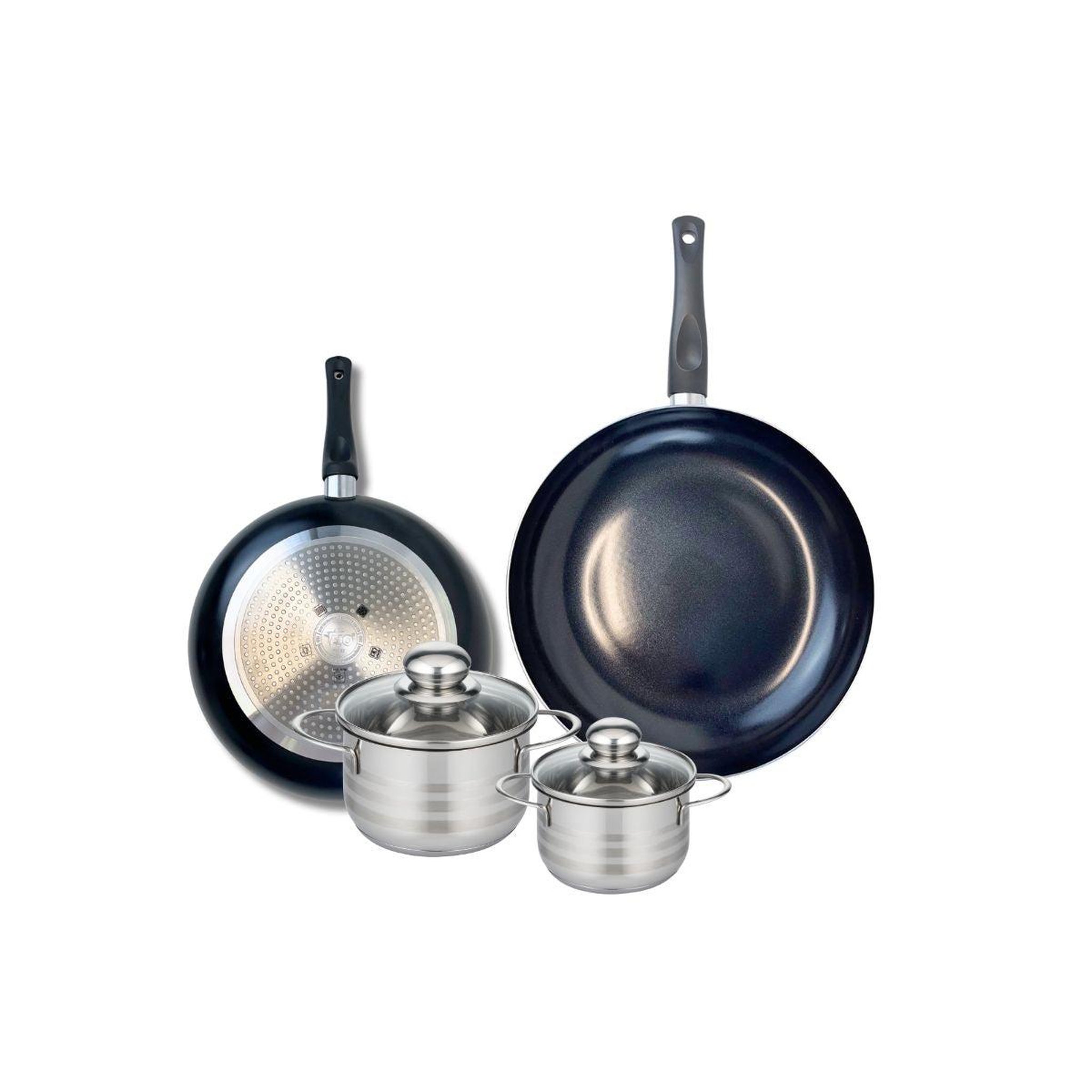 ELO Ensemble de 2 poêles de cuisson 24 et 28 cm et 2 faitouts 12 et 14 cm elo prima brillant