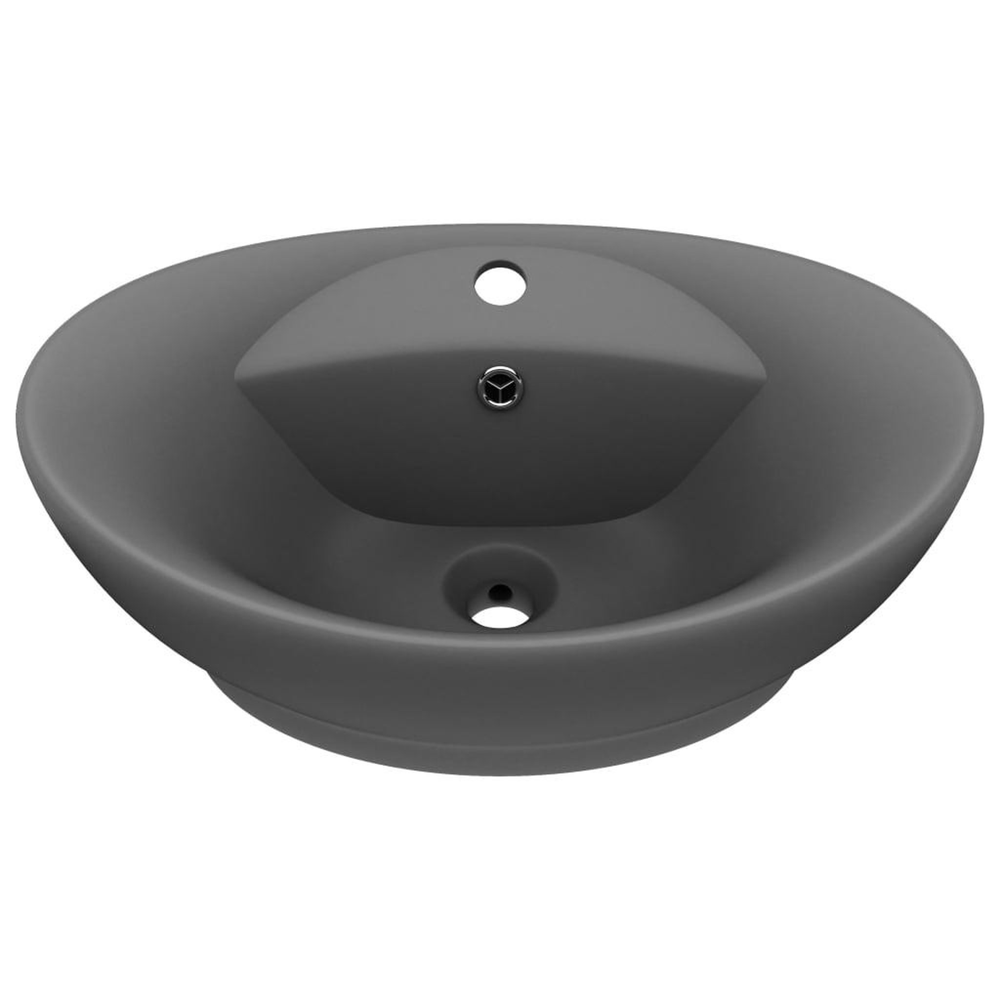 Voir la diapositive 2 : VIDAXL Lavabo ovale a trop-plein Gris fonce mat 58,5x39 cm Ceramique