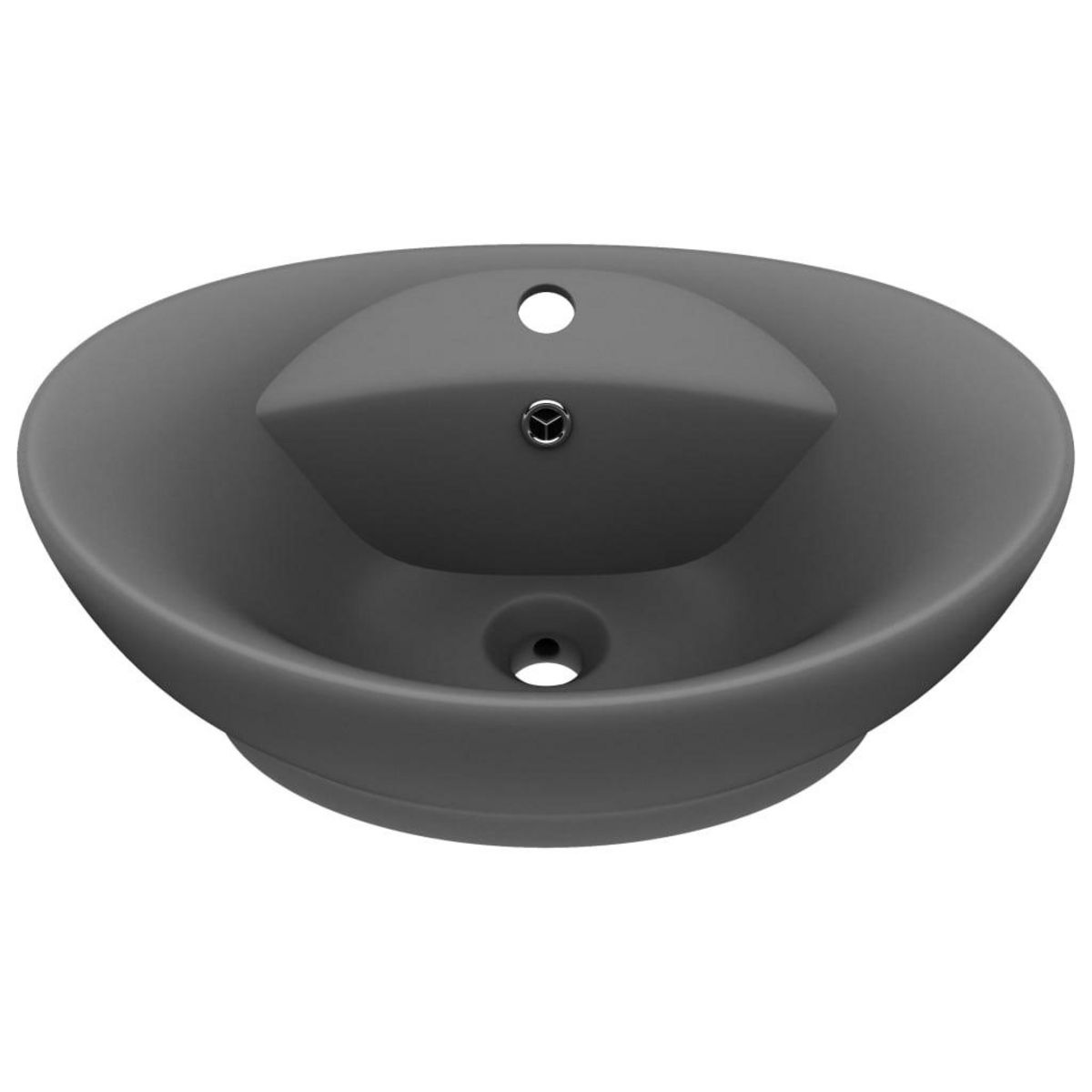 VIDAXL Lavabo ovale a trop-plein Gris fonce mat 58,5x39 cm Ceramique