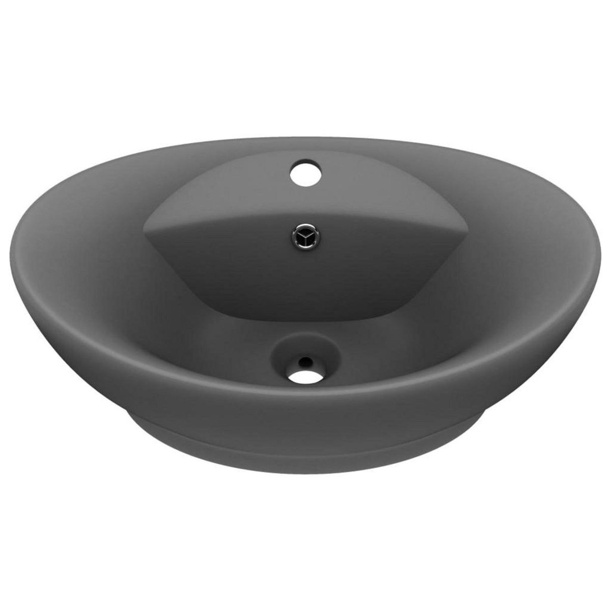 VIDAXL Lavabo ovale a trop-plein Gris fonce mat 58,5x39 cm Ceramique