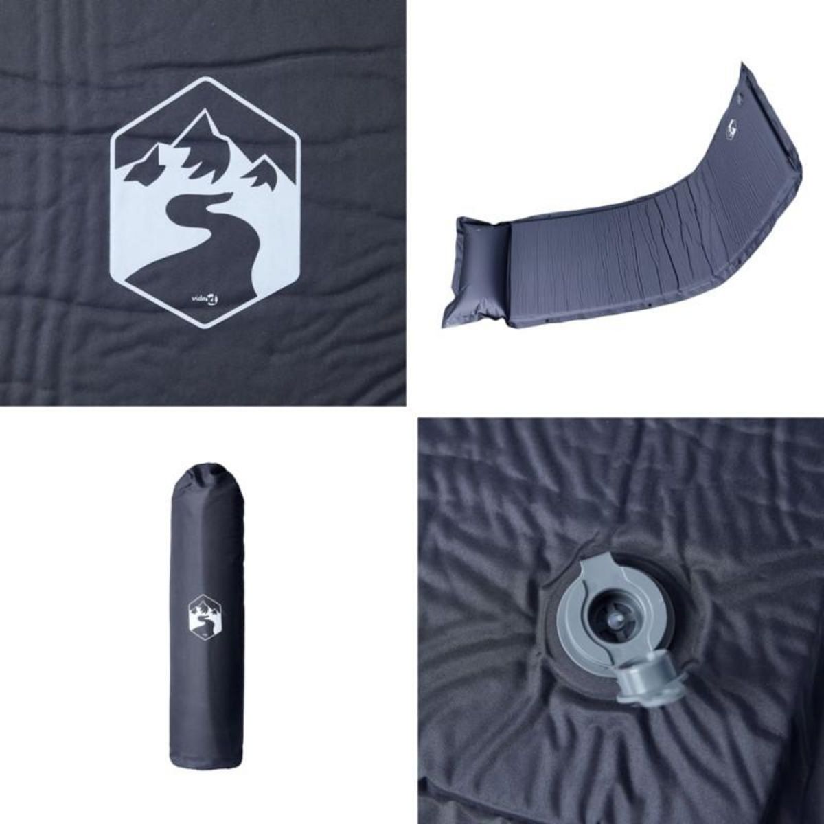 VIDAXL Matelas de camping autogonflant avec oreiller 1 personne gris