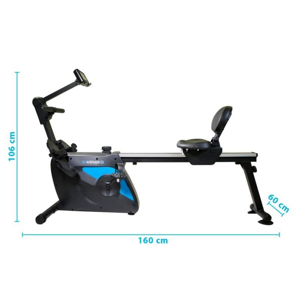 SPARRAW Rameur - Vélo semi allongé 2en1 pliable SUPER SKIPPER Résistance magnétique réglable 8 niveaux, Roue d'inertie 2kg