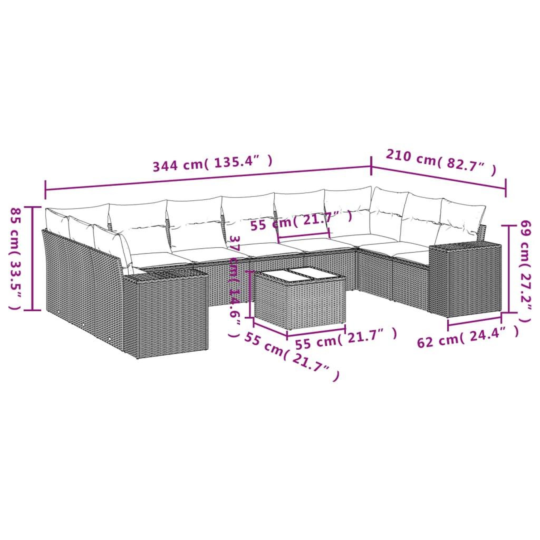 Voir la diapositive 6 : VIDAXL Salon de jardin 11 pcs avec coussins noir resine tressee