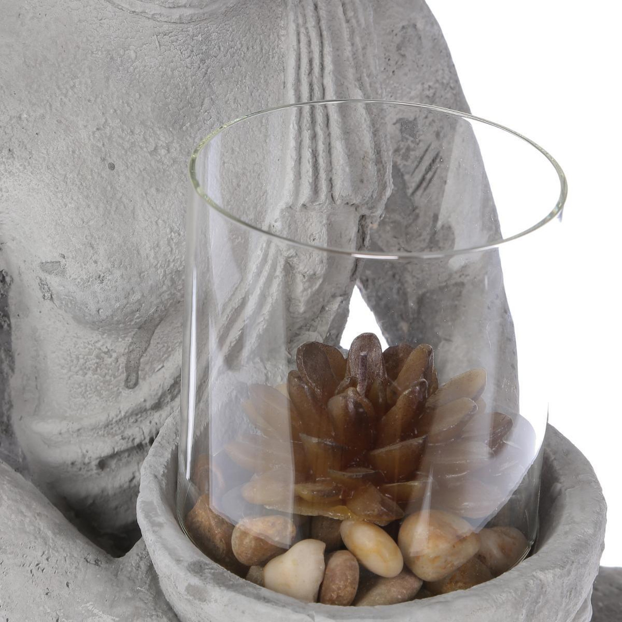 Voir la diapositive 2 : ATMOSPHERA Photophore en ciment  bouddha assis  40cm gris