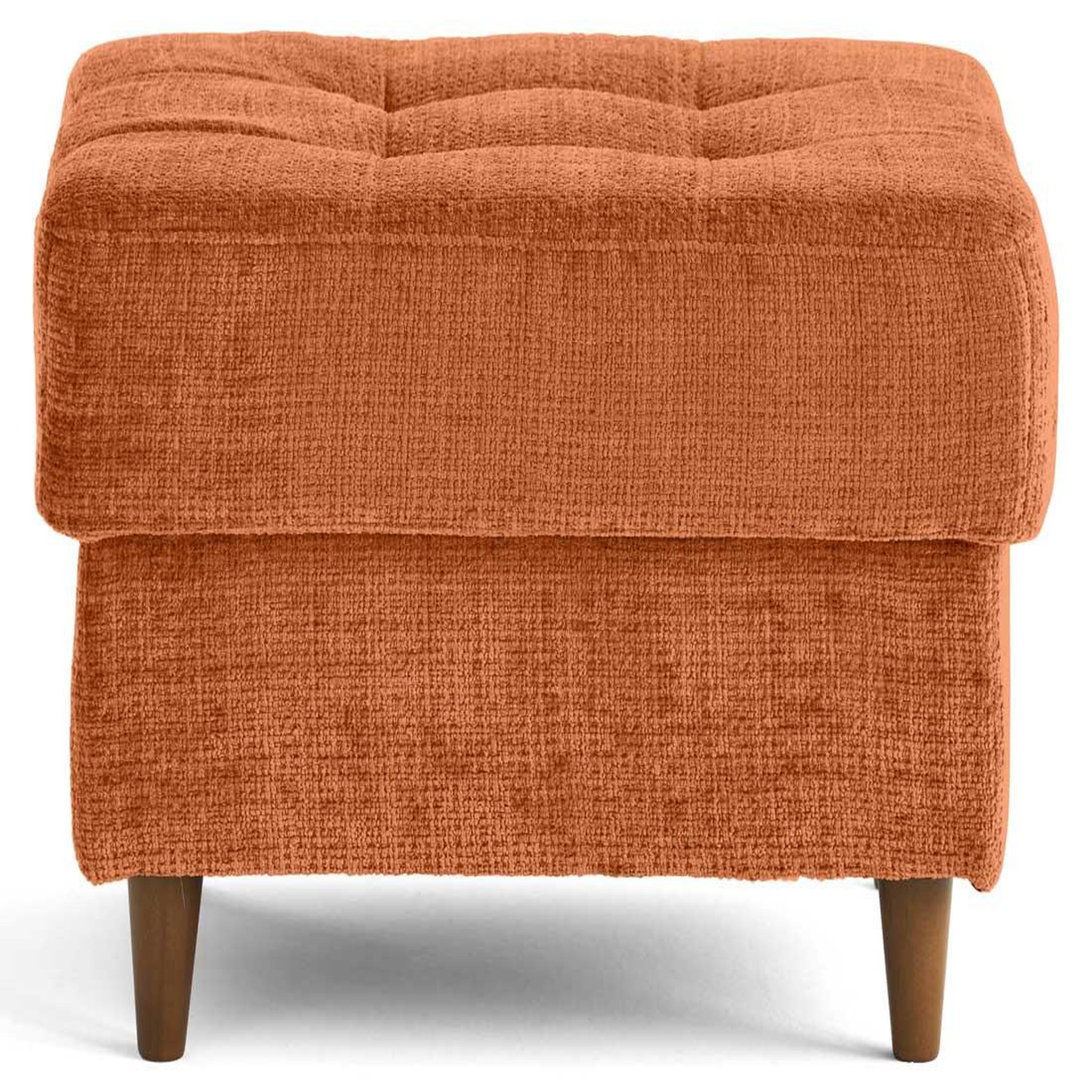 Voir la diapositive 4 : BEST MOBILIER Anna - pouf en velours texturé - pieds en bois