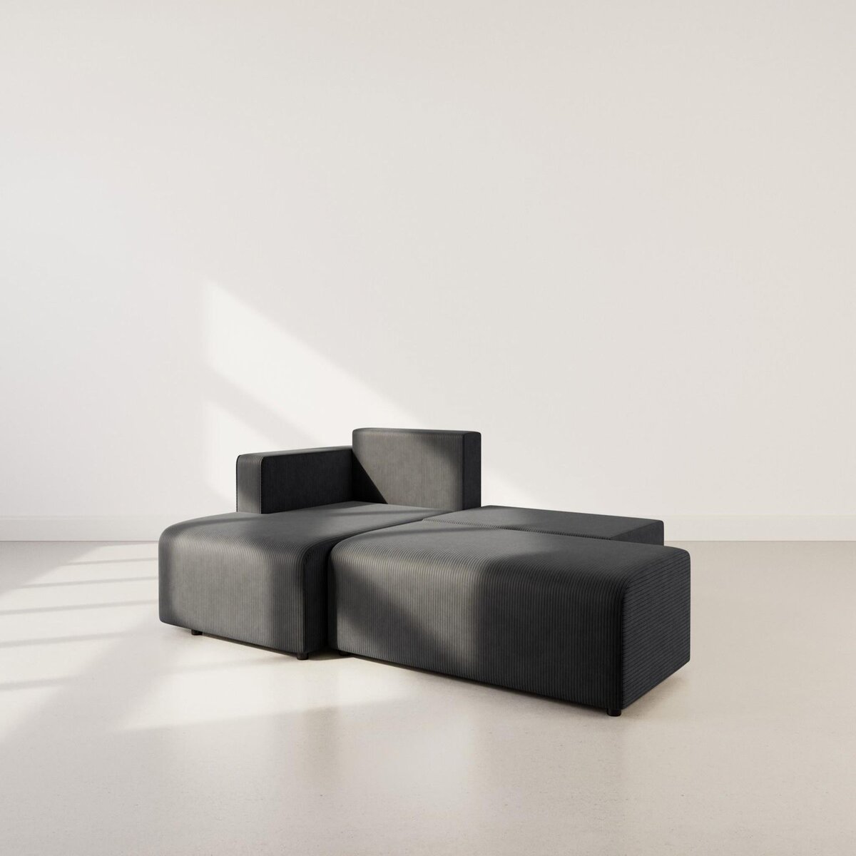 BEST MOBILIER Topaze - canapé d'angle gauche 4 places convertible avec coffre en velours côtelé