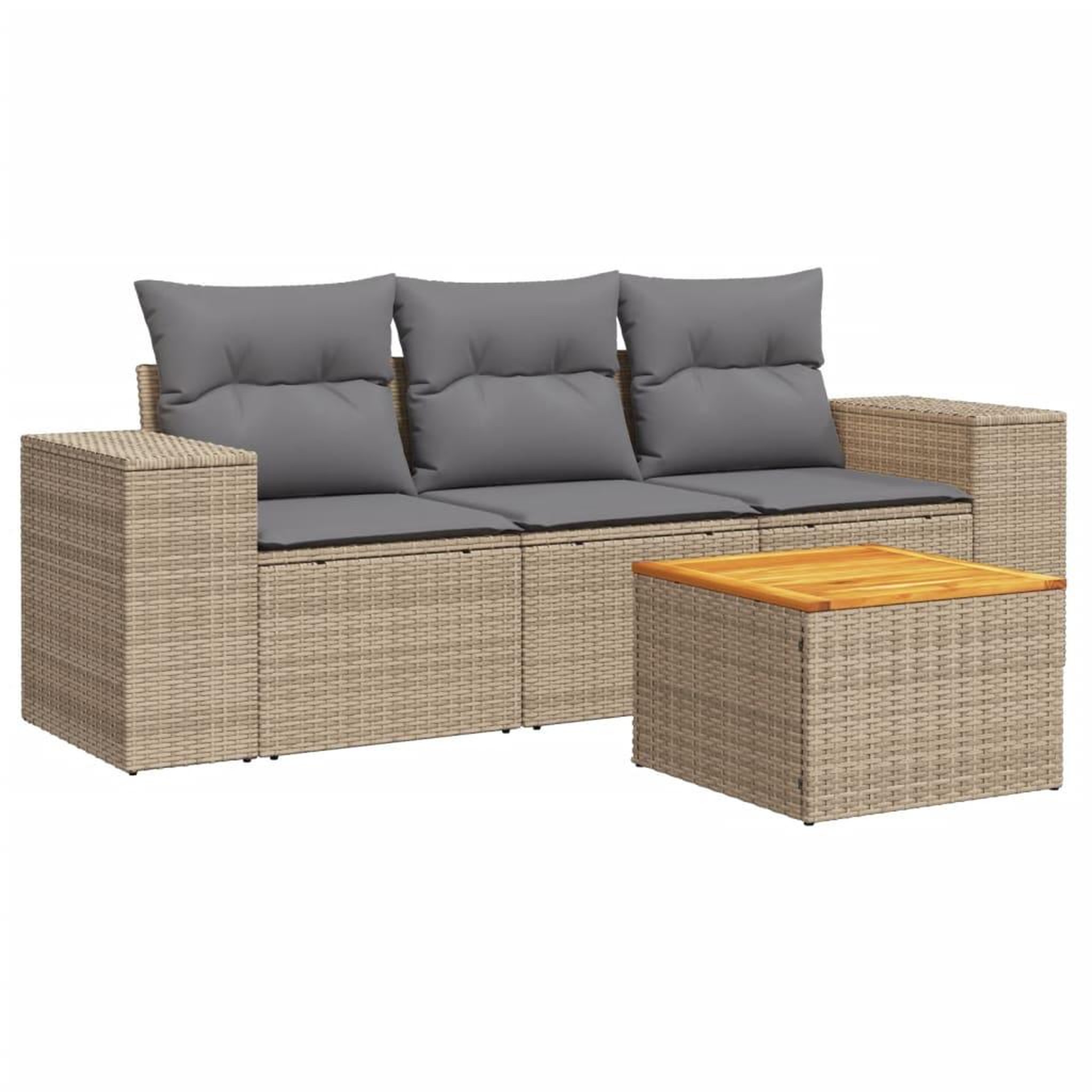 Voir la diapositive 2 : VIDAXL Salon de jardin avec coussins 4 pcs beige resine tressee