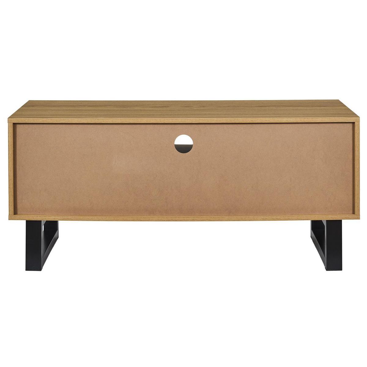 The Home Deco Factory Meuble TV 2 portes et 2 niches CALYPSO - Beige et noir