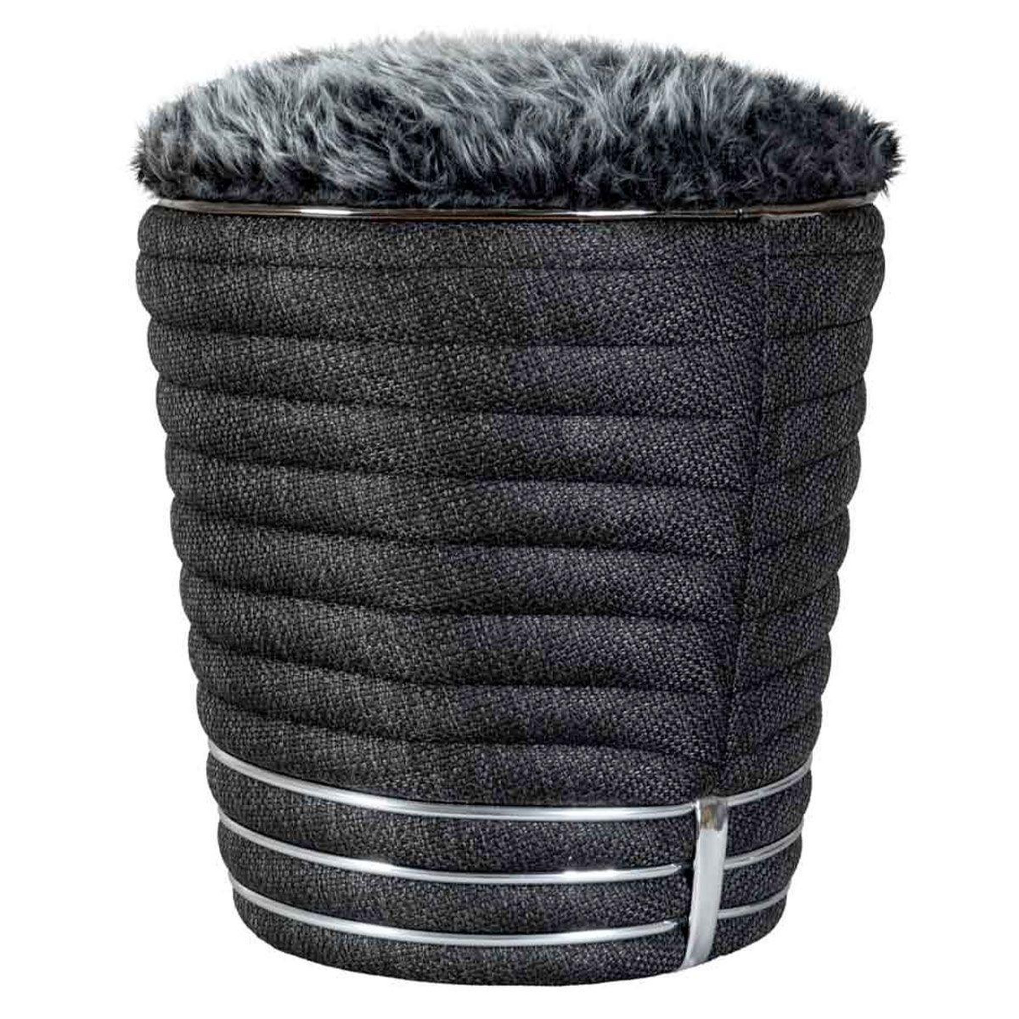 Voir la diapositive 1 : Paris Prix Tabouret en tissu  doric  50cm anthracite & argent