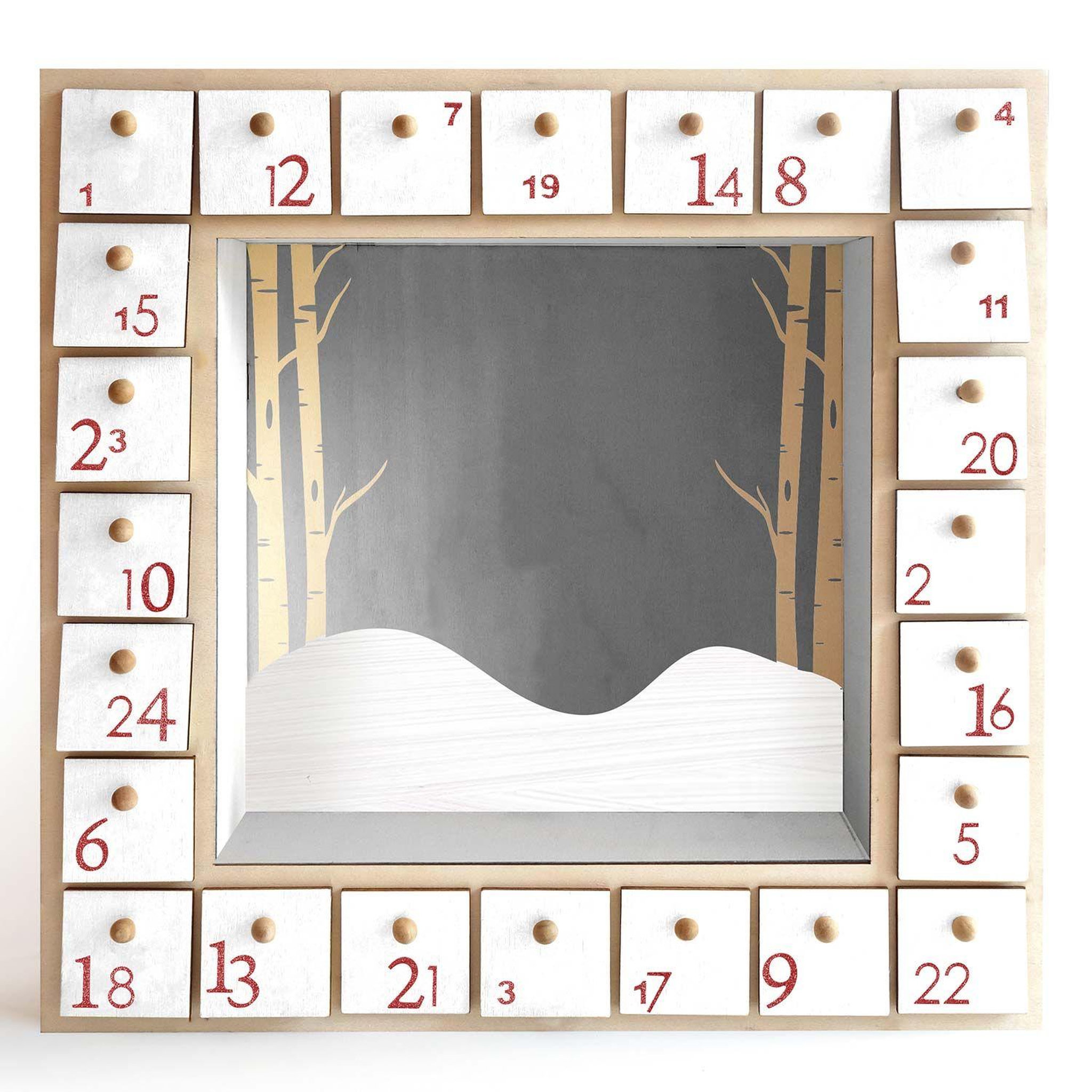 Voir la diapositive 2 : Graine créative Calendrier de l'avent carré en bois 32 x 32 cm
