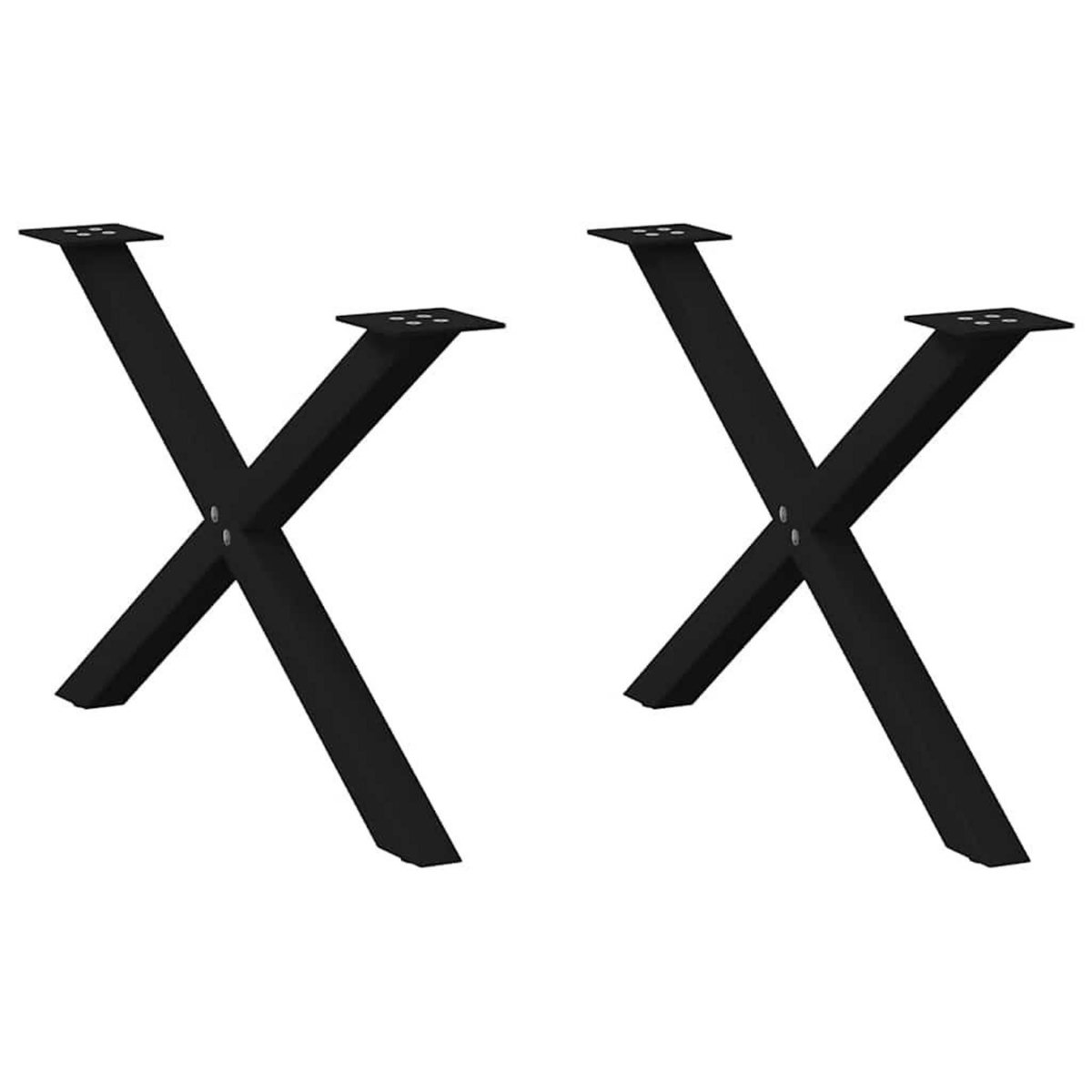 VIDAXL Pieds de table basse forme de X 2 pcs noir 70x(42-43) cm acier