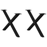VIDAXL Pieds de table basse forme de X 2 pcs noir 70x(42-43) cm acier