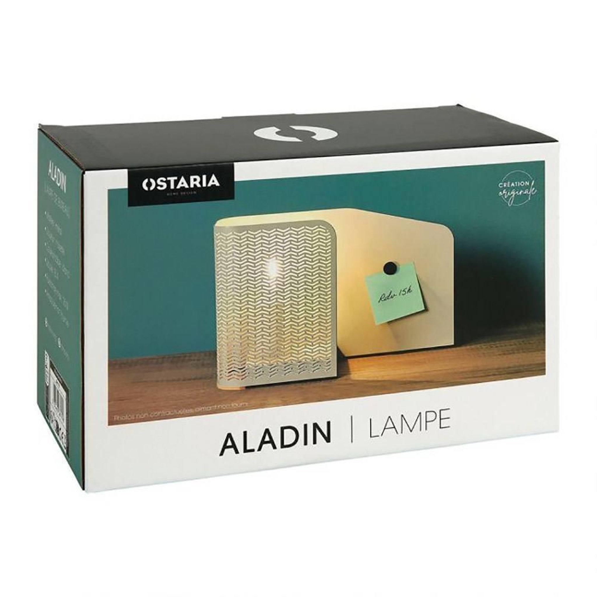 Voir la diapositive 2 : OSTARIA Lampe bureau métal Aladin noisette