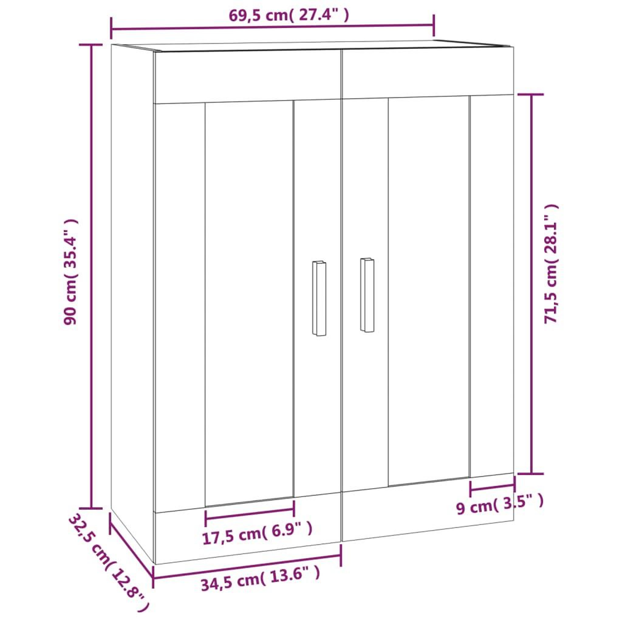 Voir la diapositive 6 : VIDAXL Armoire murale gris beton 69,5x32,5x90 cm bois d'ingenierie