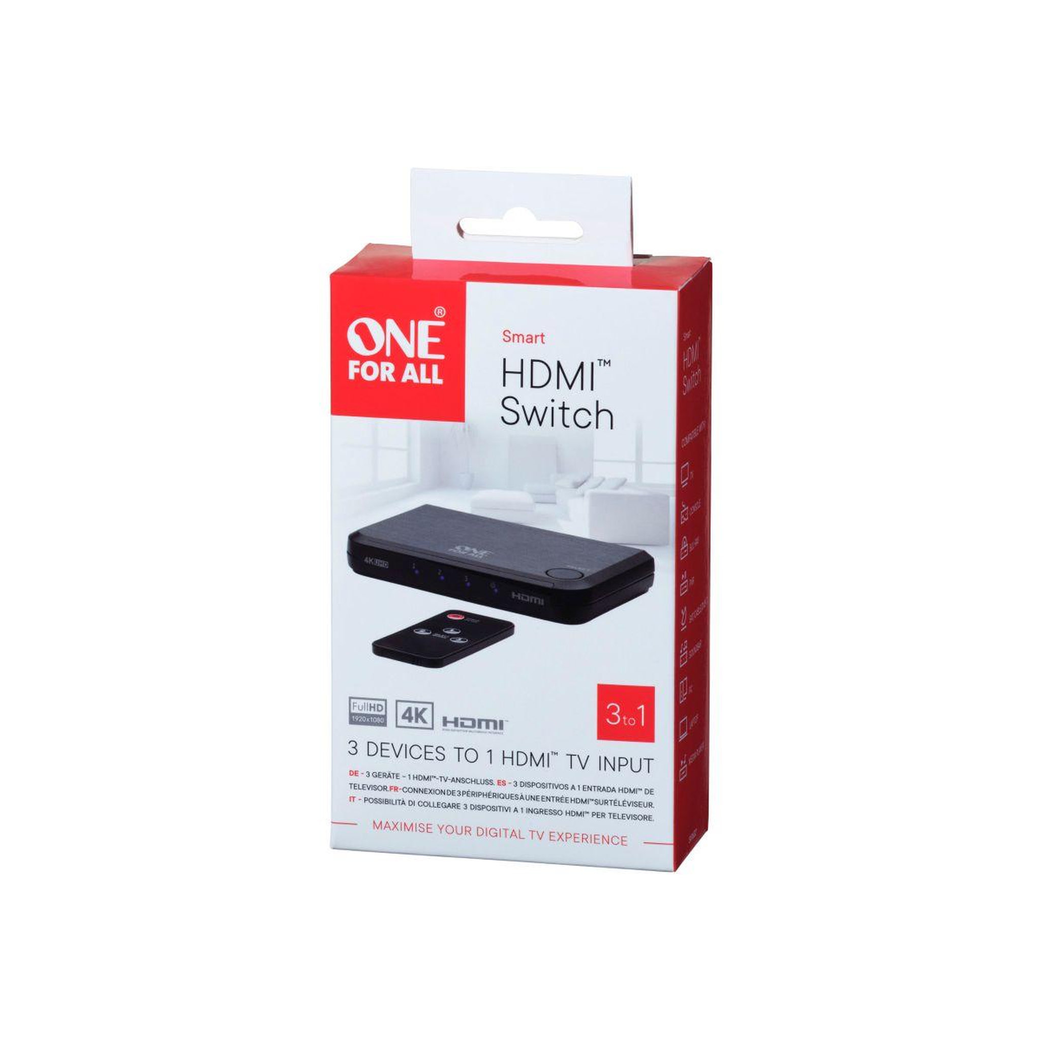 Voir la diapositive 3 : One For All Switch HDMI HDMI TV 3 entrees 4K