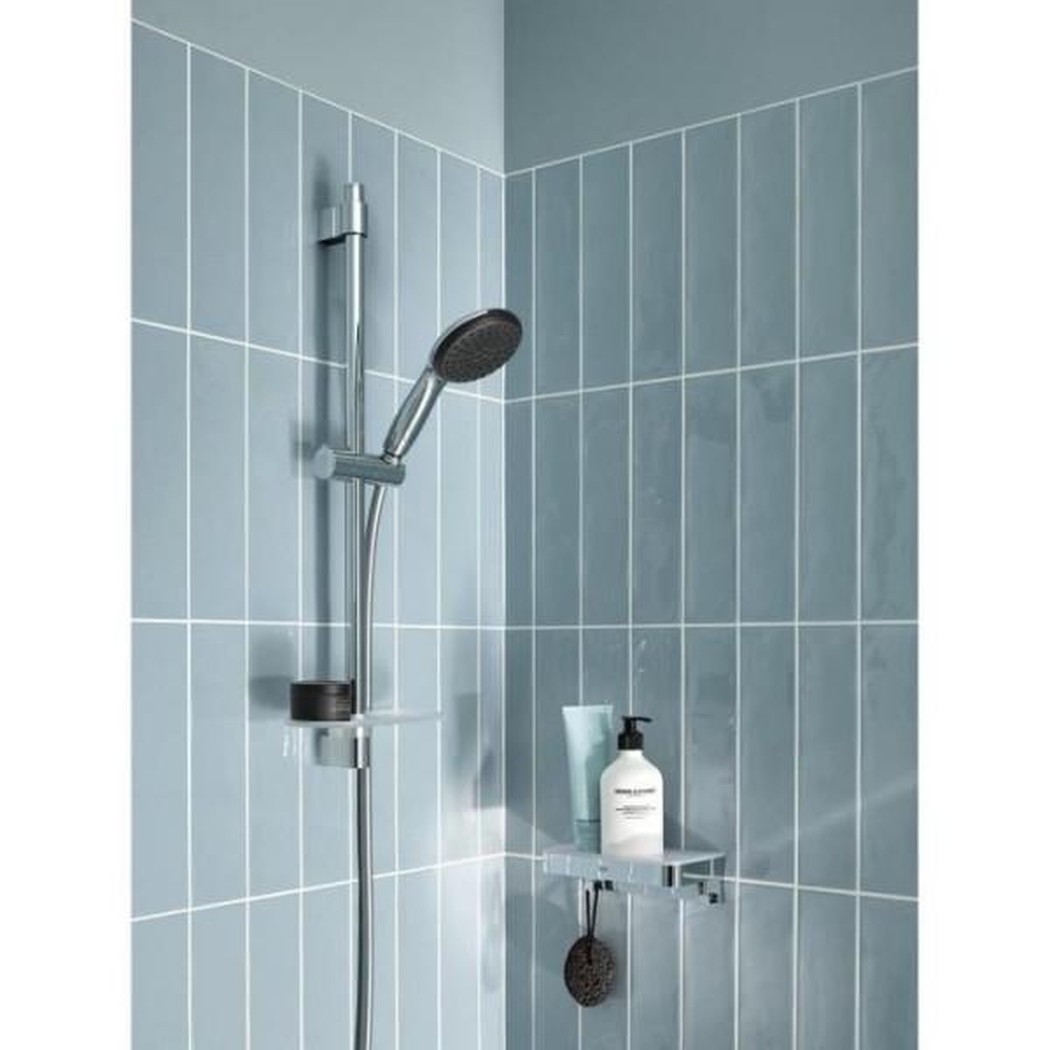 Voir la diapositive 2 : Grohe Ensemble de douche avec pommeau 2 jets, barre 60cm, flexible et tablette- GROHE Vitalio Start 110 26952001 - Economie d'eau - Ch