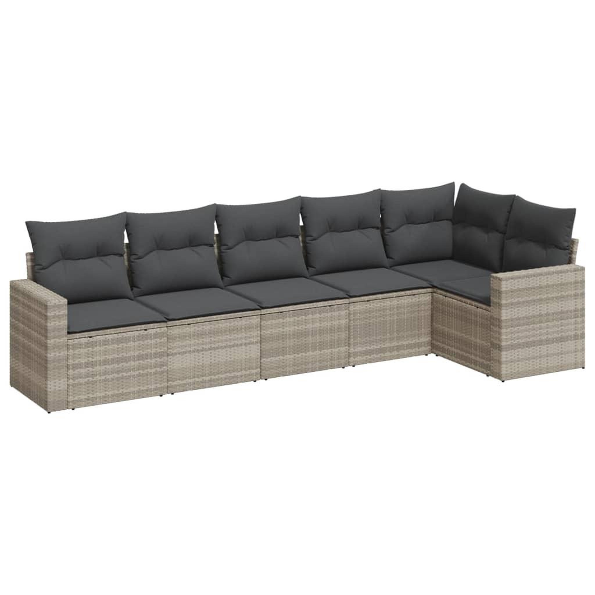 Voir la diapositive 2 : VIDAXL Salon de jardin 6 pcs avec coussins gris clair resine tressee